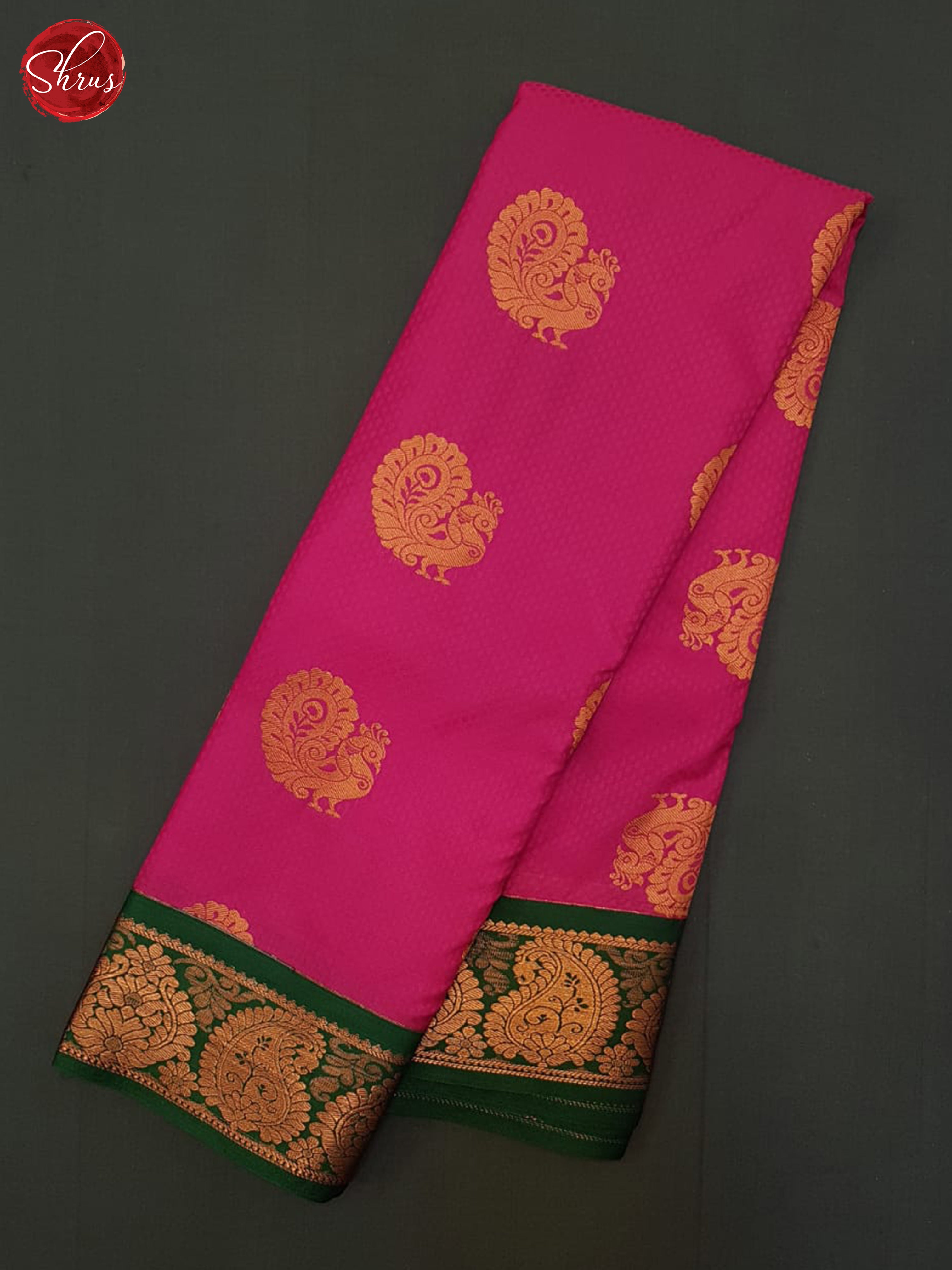 Pink & Green- Semi Kanchipuram Saree - Shop on ShrusEternity.com