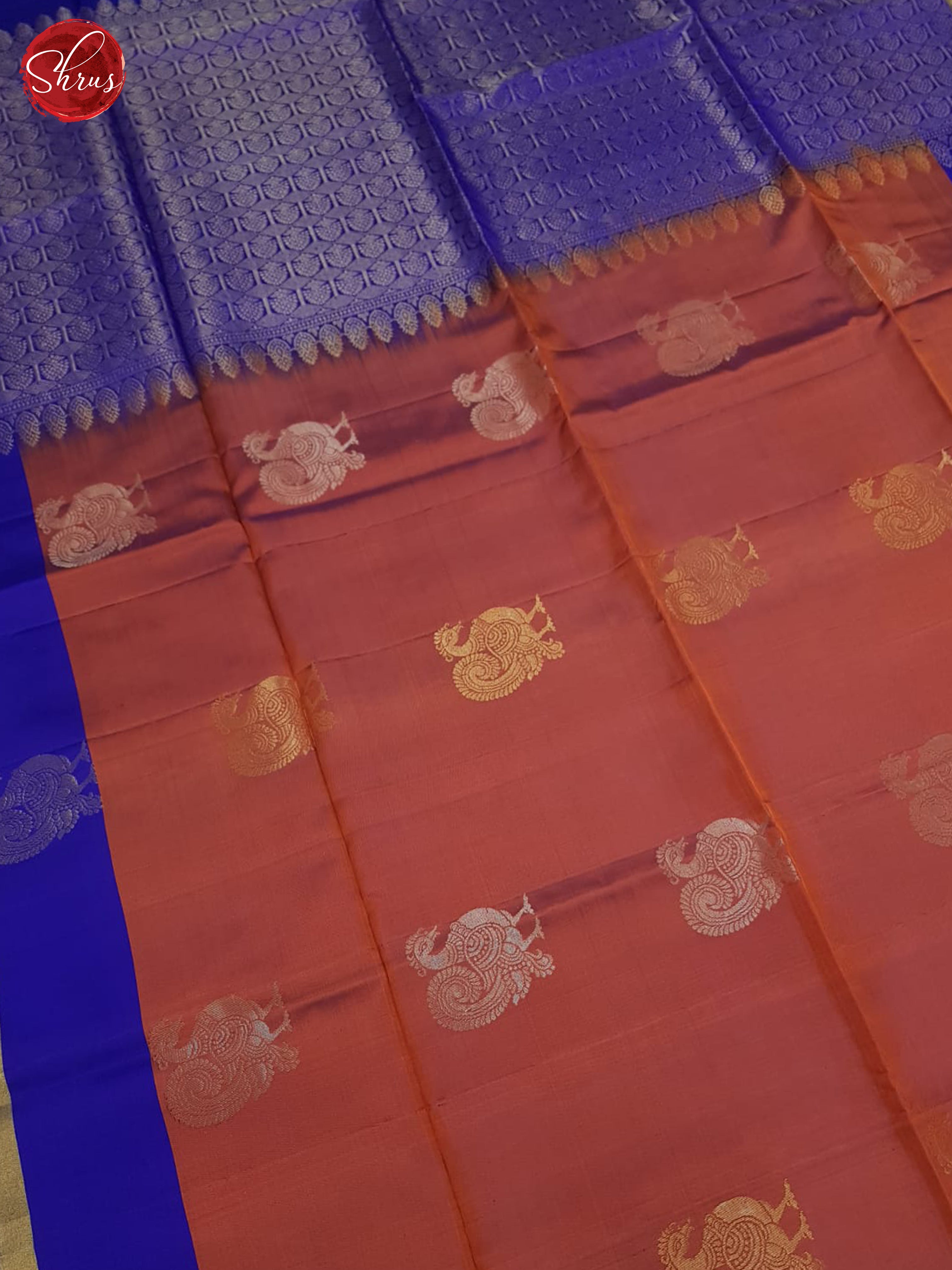 Brick & Blue - Soft silk halfpure Saree - Shop on ShrusEternity.com