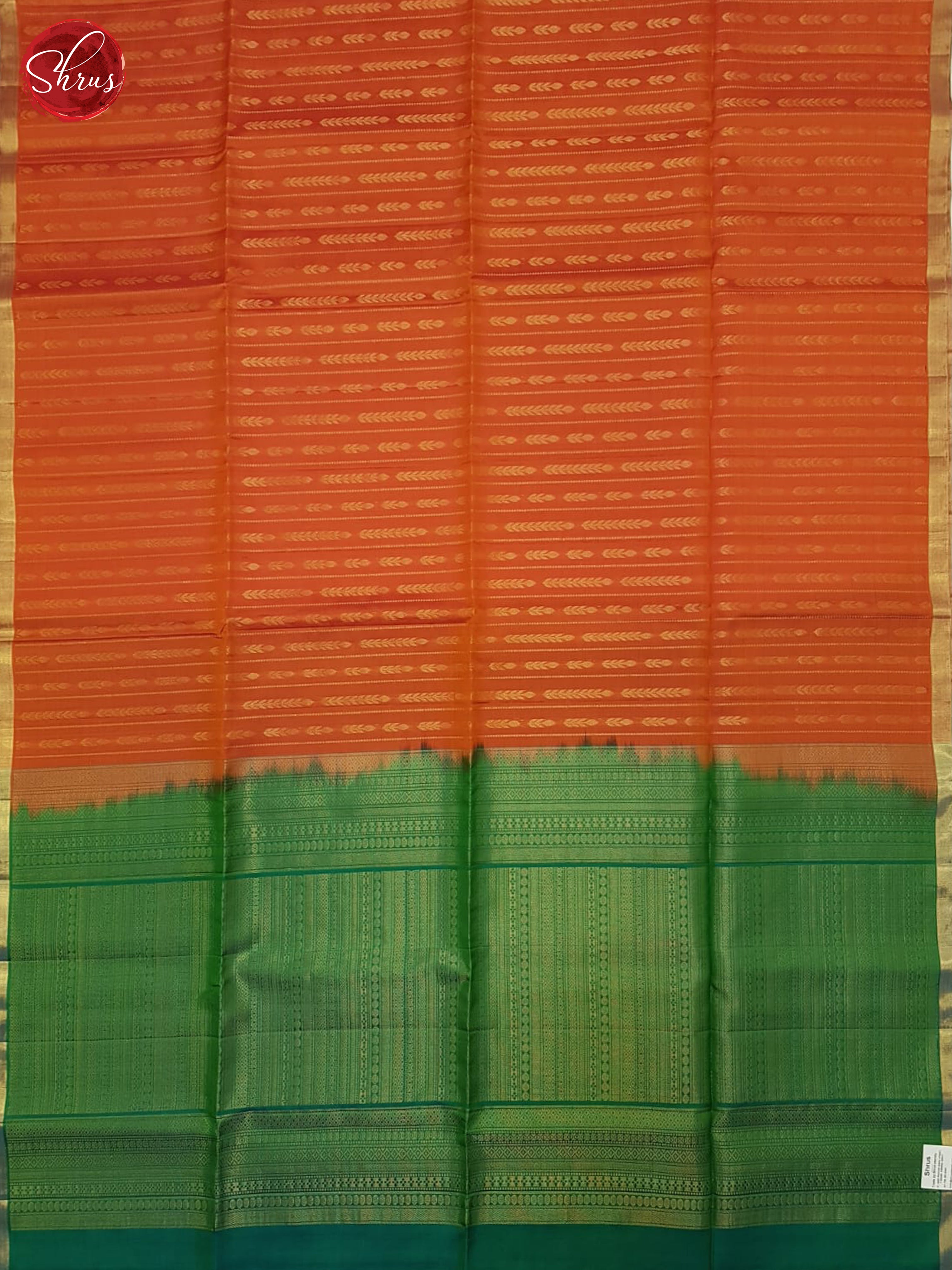 Orange & Green - Soft silk halfpure Saree - Shop on ShrusEternity.com