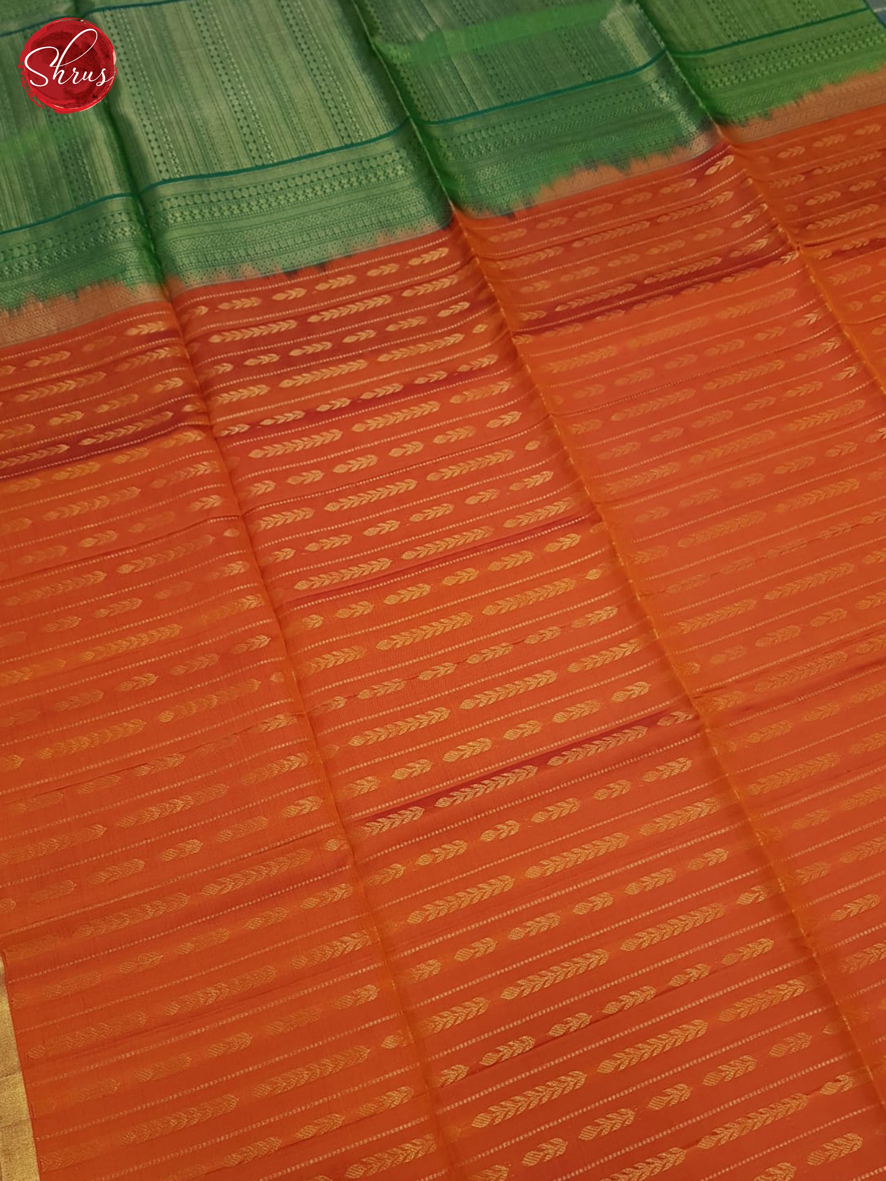 Orange & Green - Soft silk halfpure Saree - Shop on ShrusEternity.com