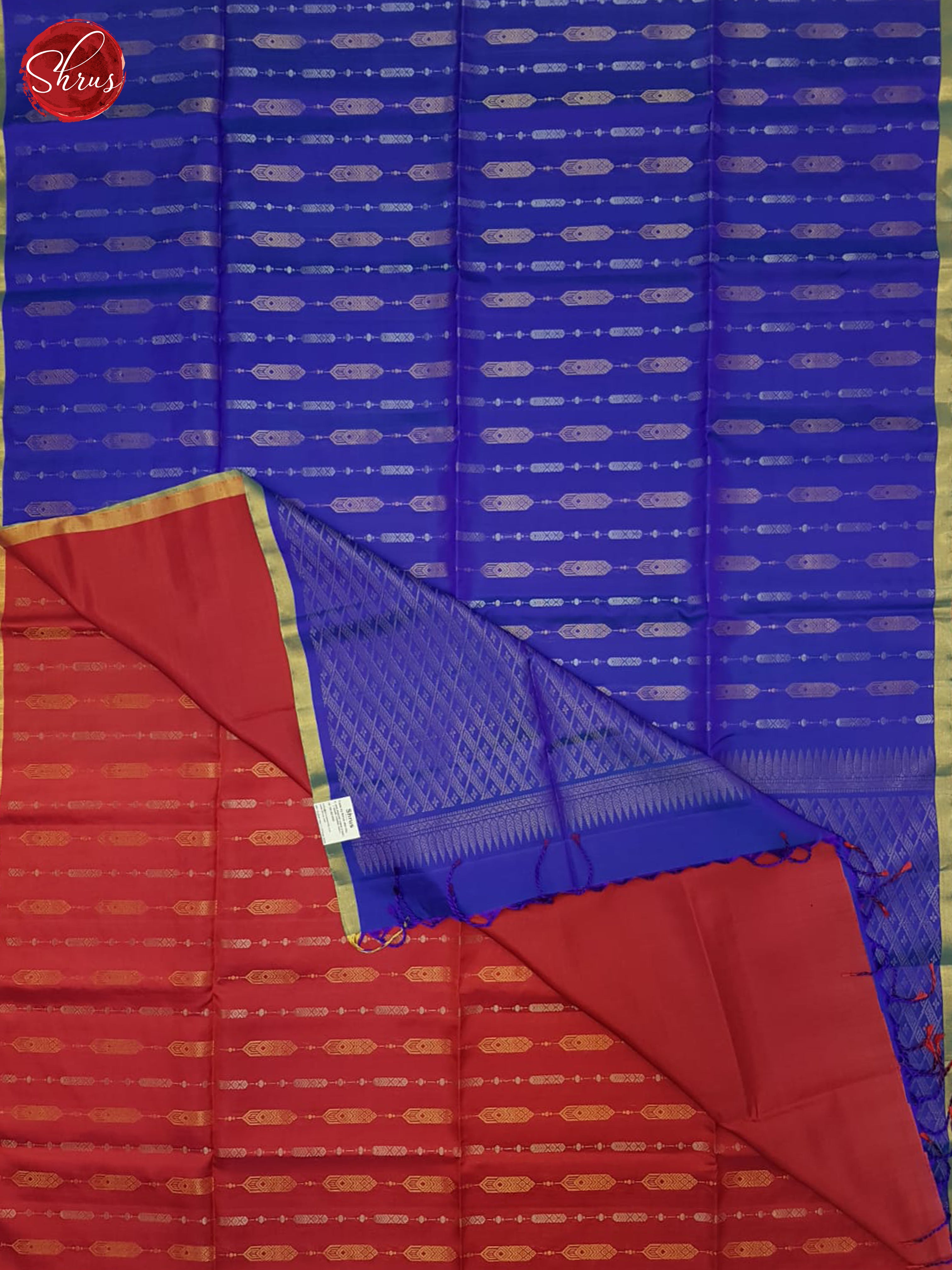 Blue & Red - Soft Silk Halfpure Saree - Shop on ShrusEternity.com
