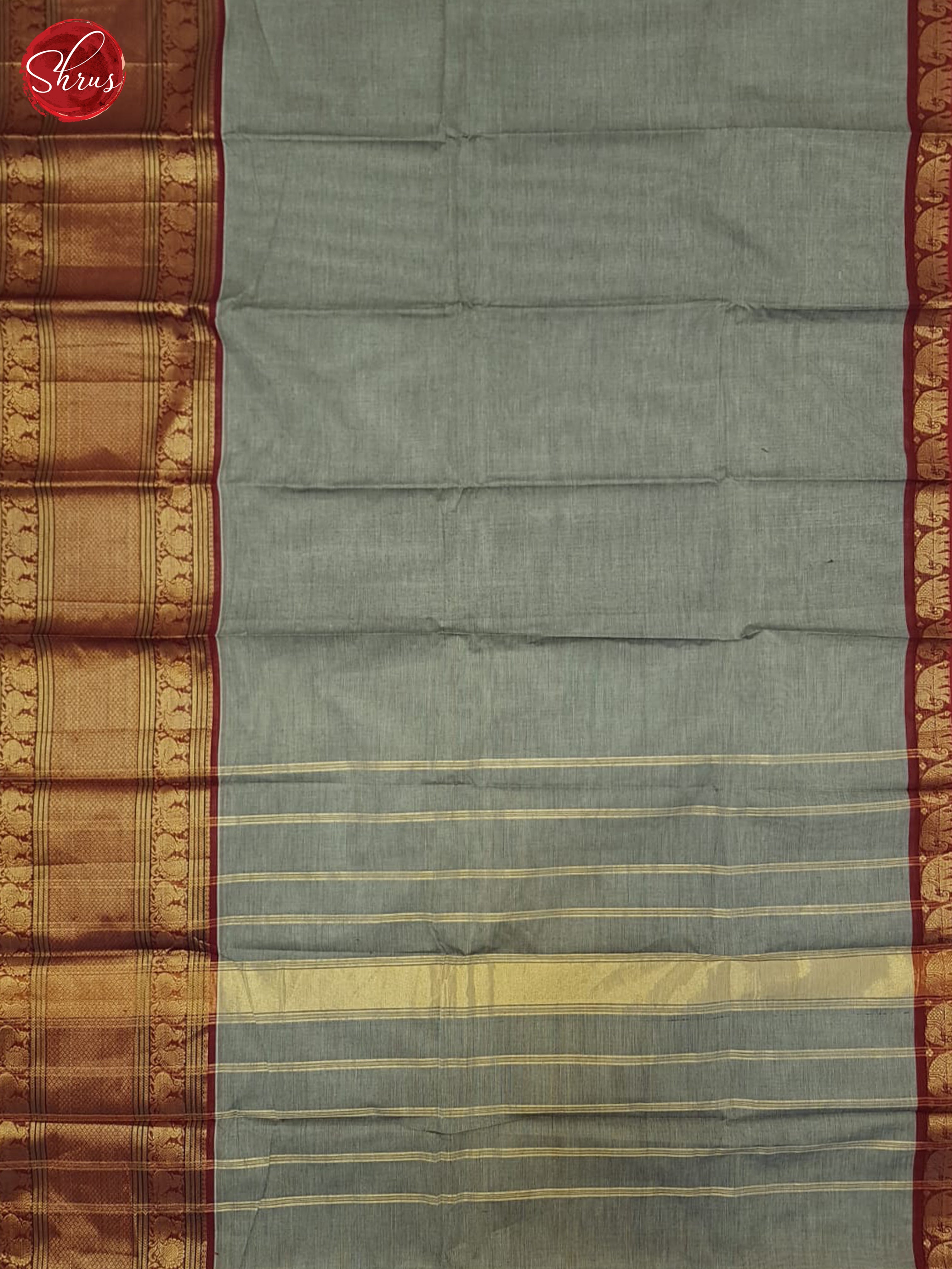 Grey  & Red - Chettinad Cotton Saree - Shop on ShrusEternity.com