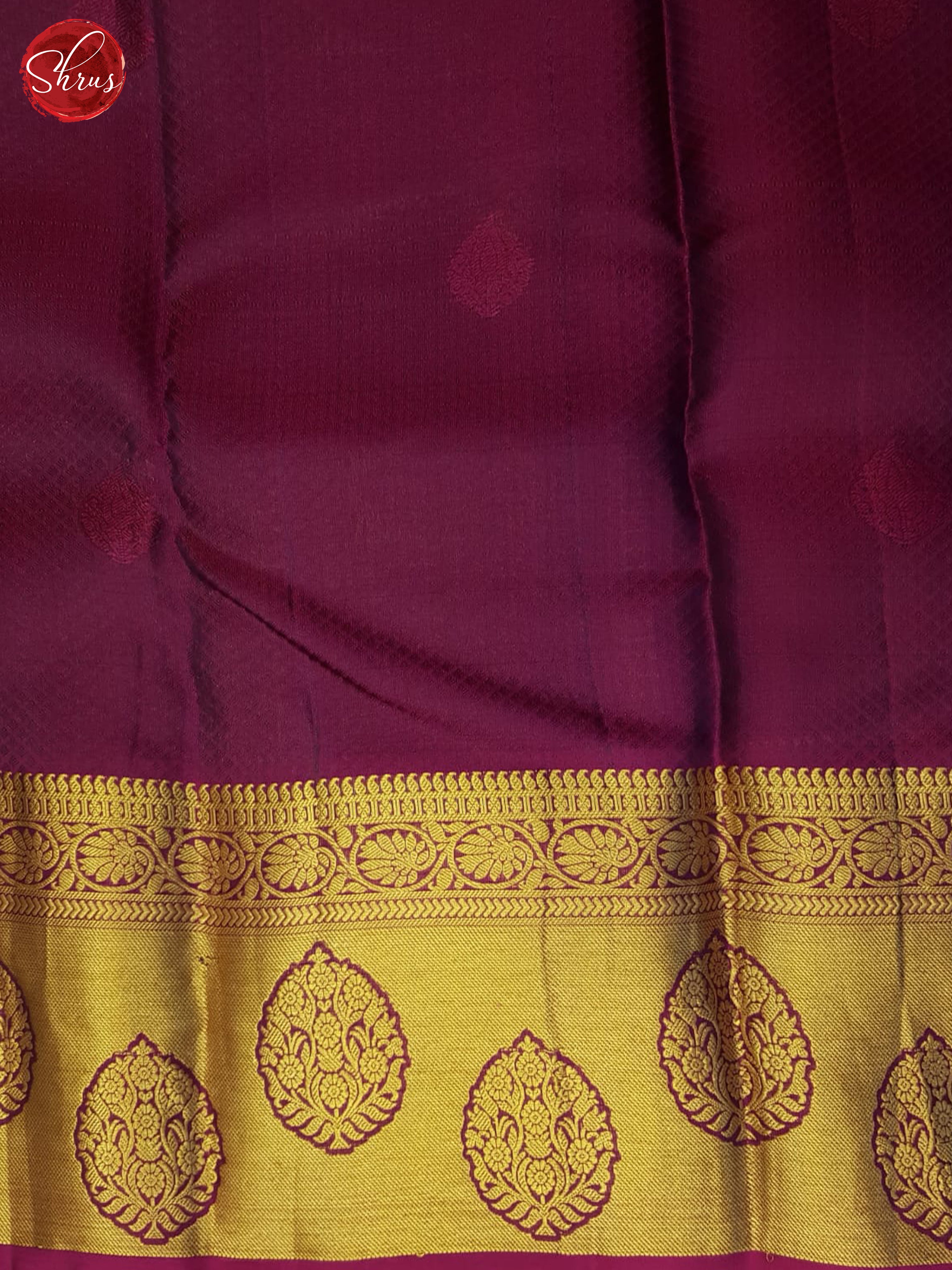 Blue And Wine- Kanchipuram half-pure Silk Saree - Shop on ShrusEternity.com