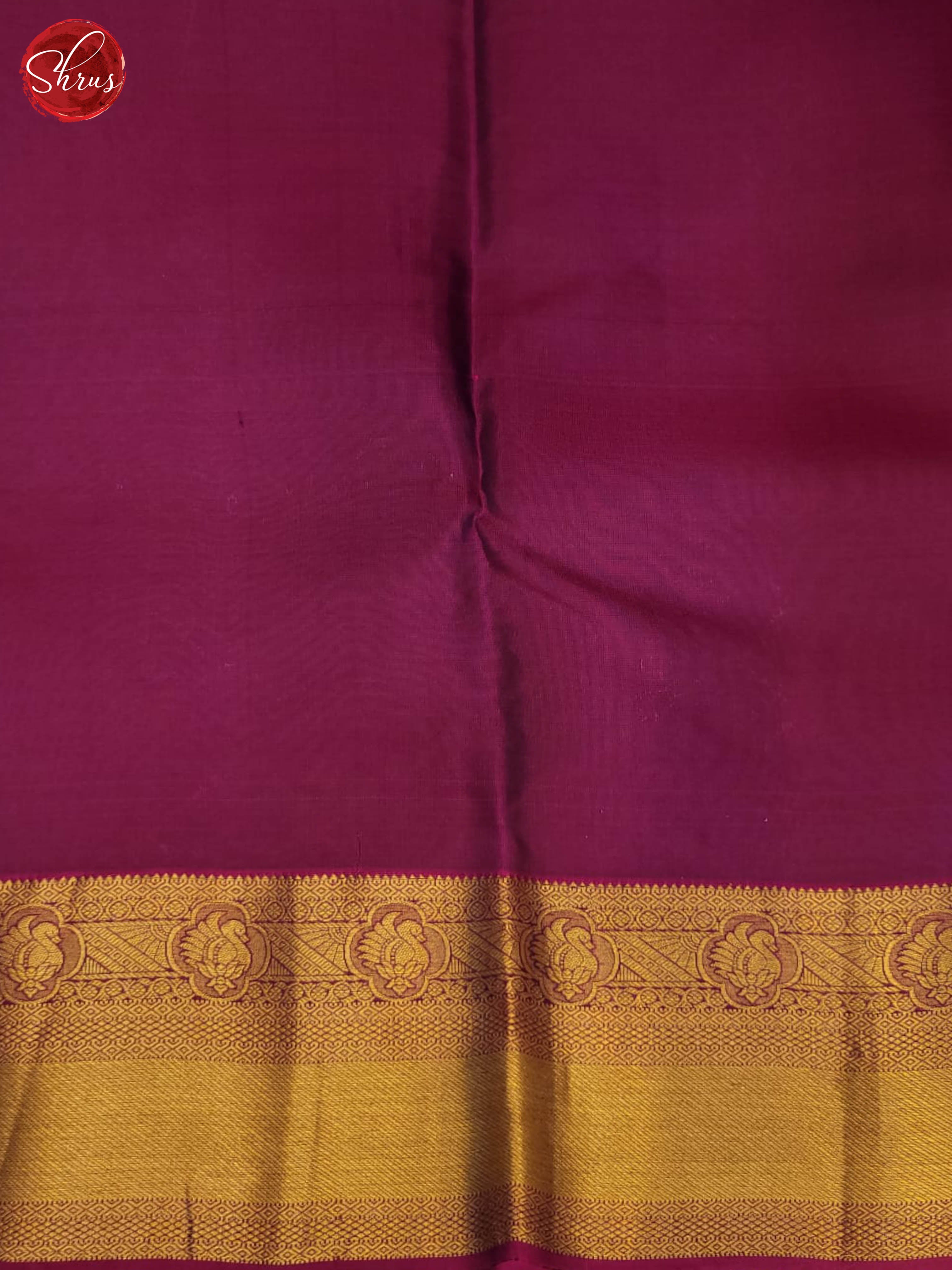 Navy blue and vadamalli- Kanchipuram half-pure Silk Saree - Shop on ShrusEternity.com