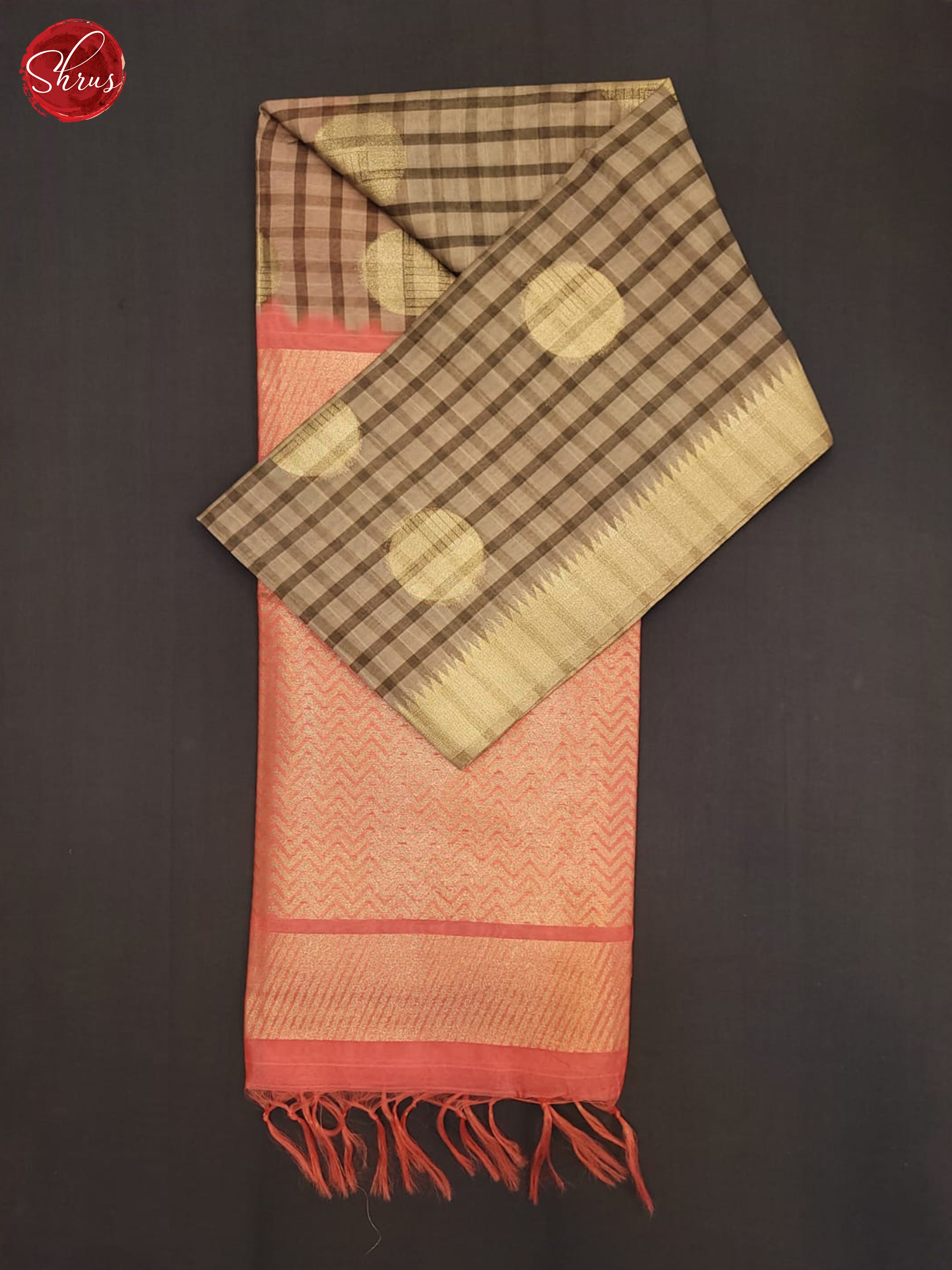 Brown & Pink - Semi Tussar Saree - Shop on ShrusEternity.com