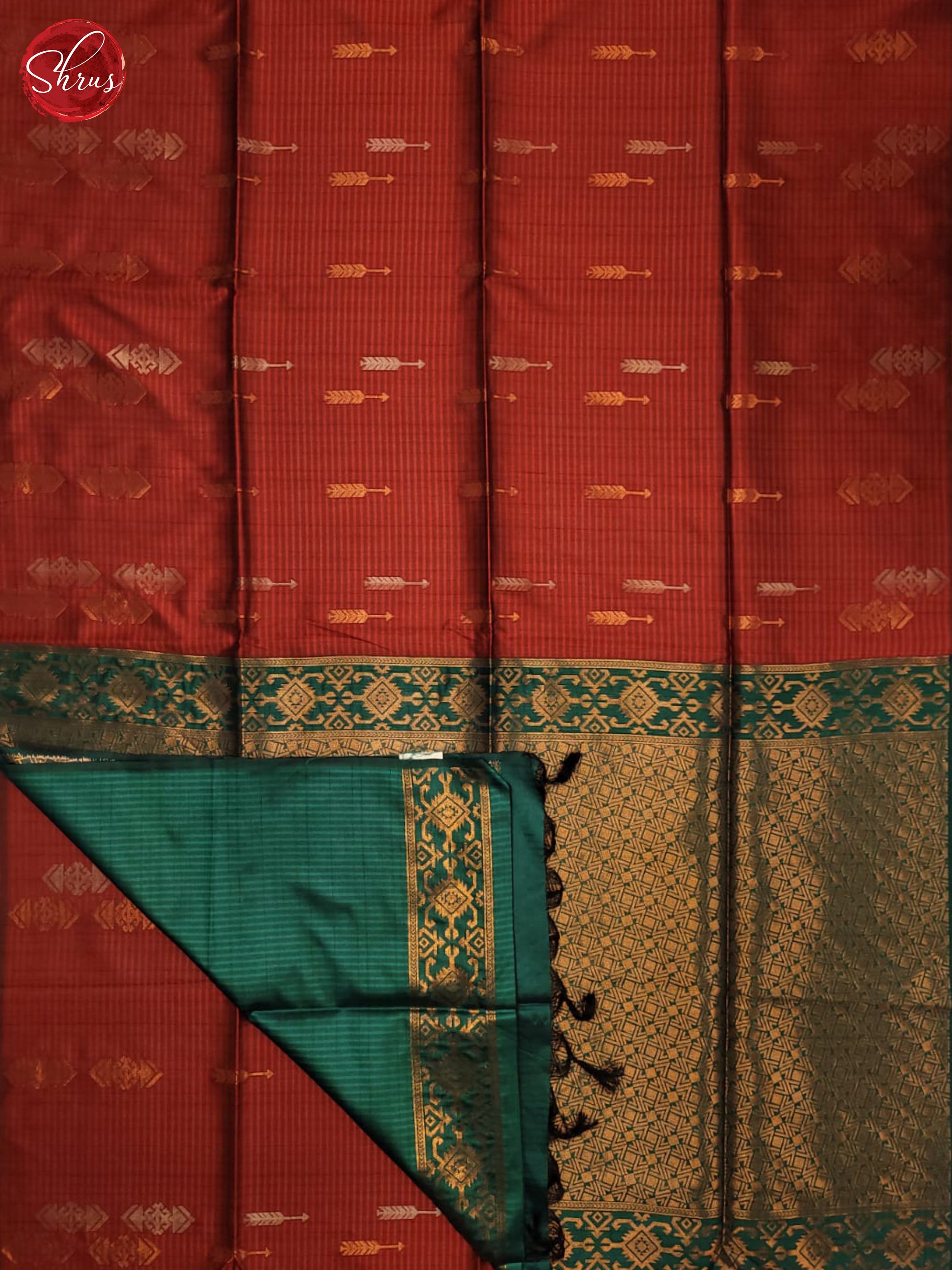red and green- Semi Tussar Saree - Shop on ShrusEternity.com
