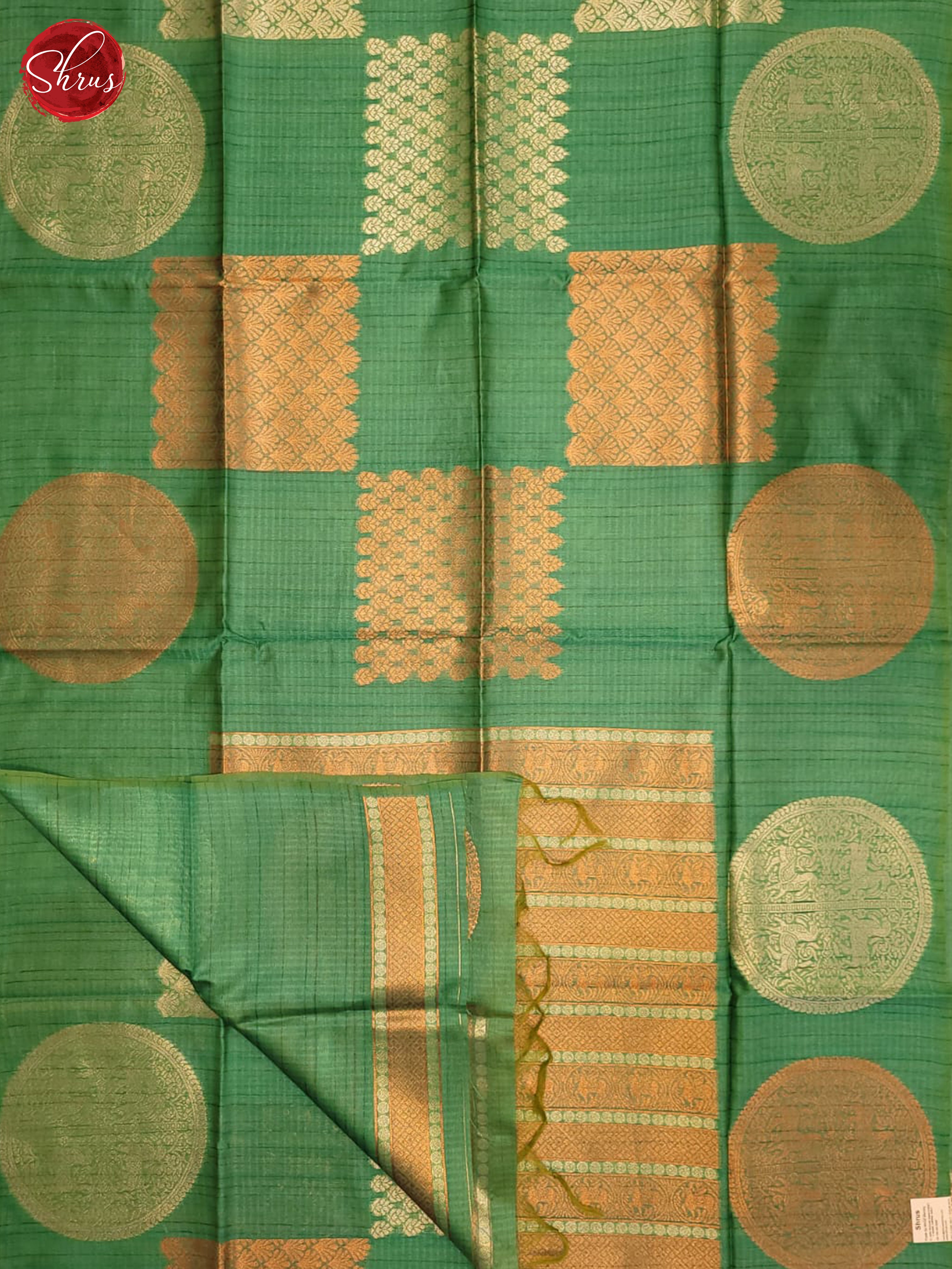 Green(Single Tone) - Semi Tussar Saree - Shop on ShrusEternity.com