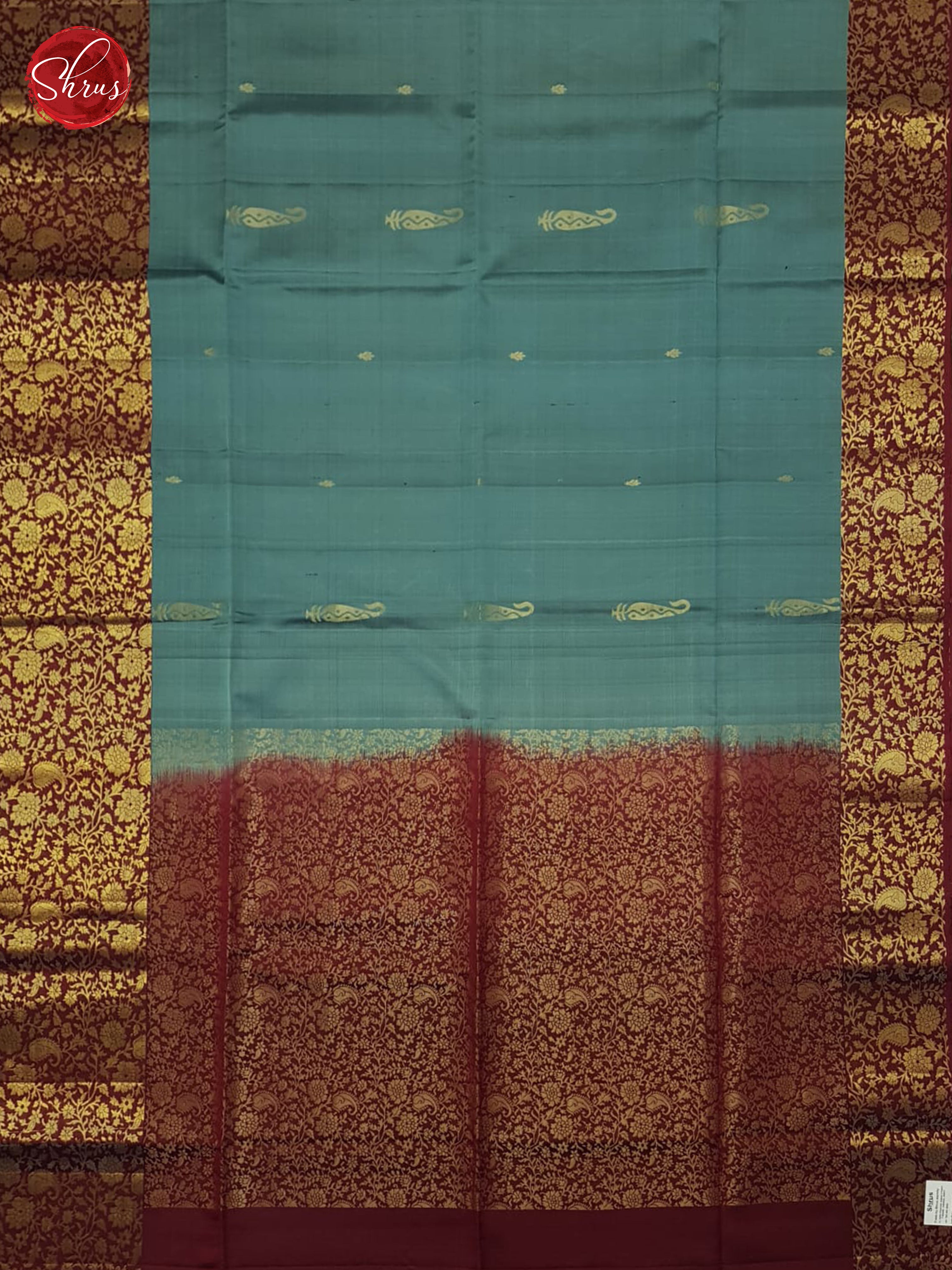 Blue And Arakku Maroon-Soft Silk Saree - Shop on ShrusEternity.com