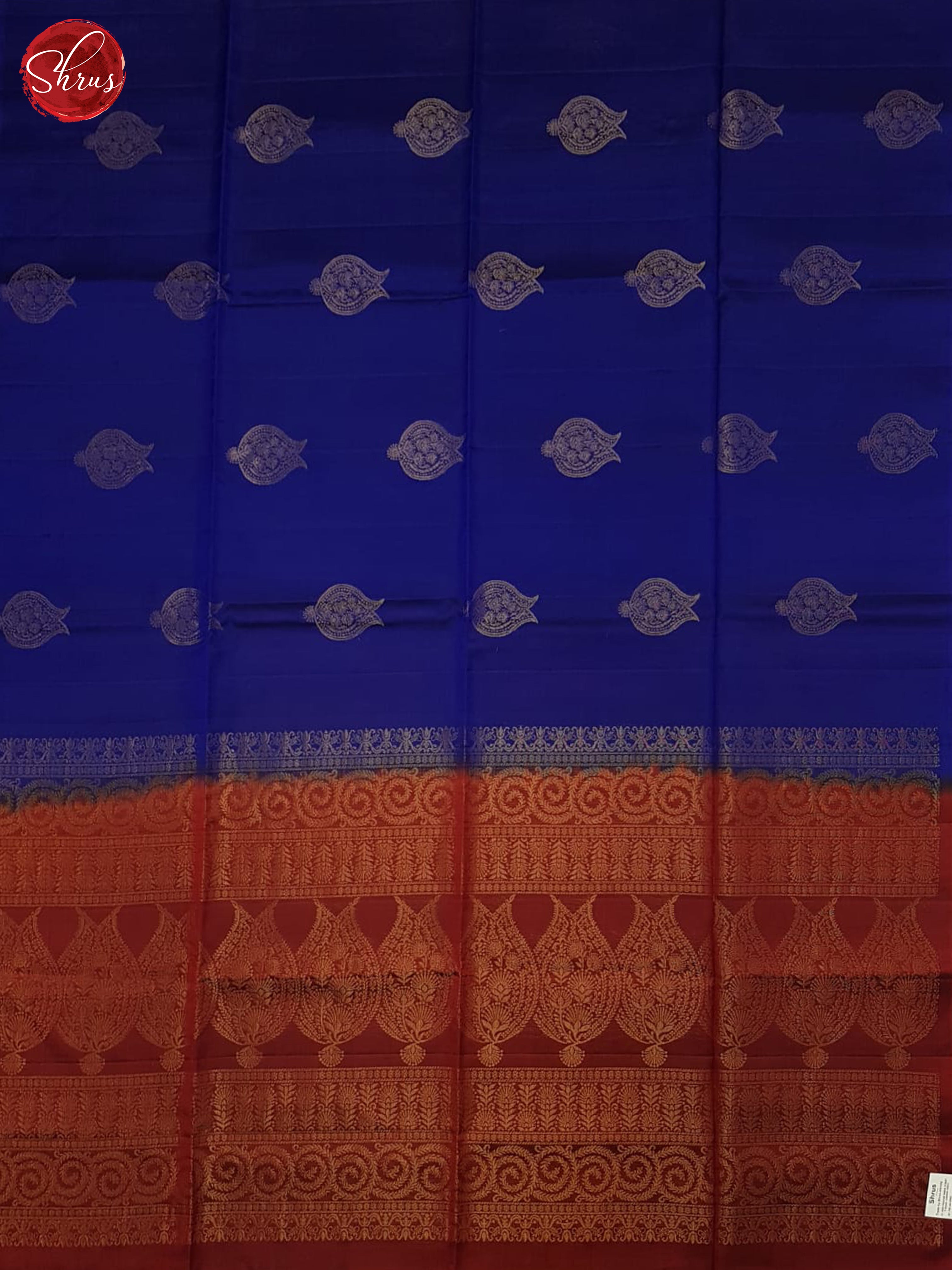 Blue & Red- Soft Silk Halfpure Saree - Shop on ShrusEternity.com