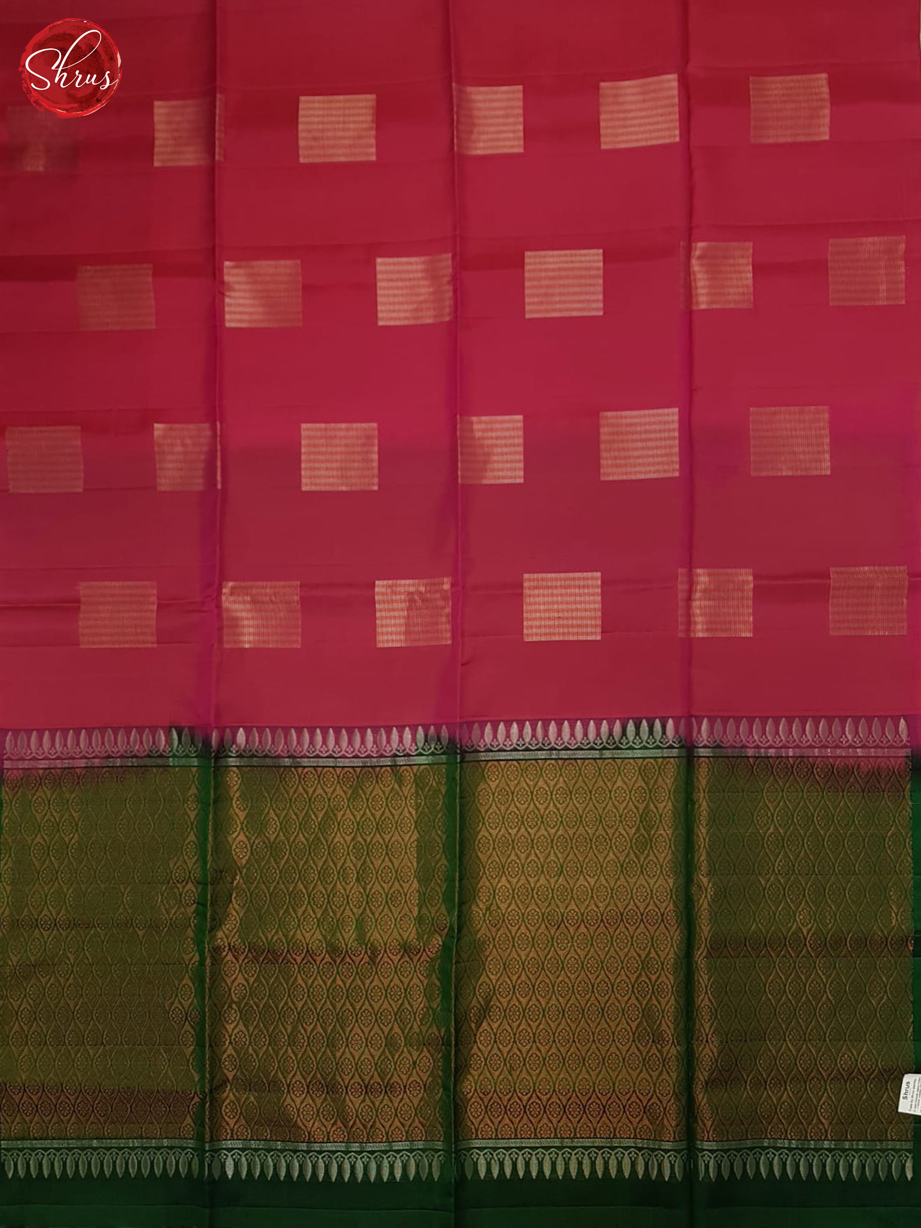 Pink & Green- Soft Silk Halfpure Saree - Shop on ShrusEternity.com