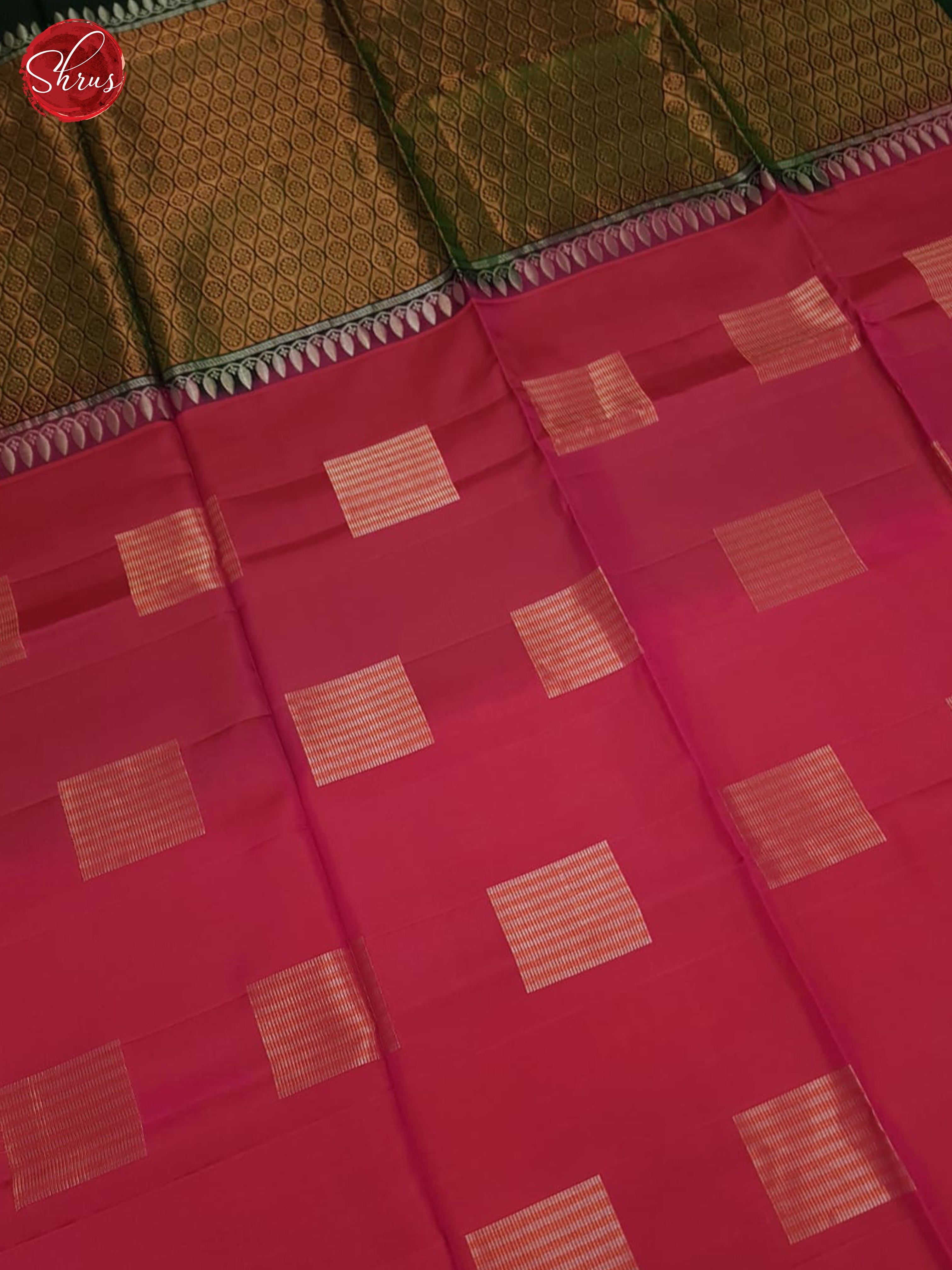 Pink & Green- Soft Silk Halfpure Saree - Shop on ShrusEternity.com