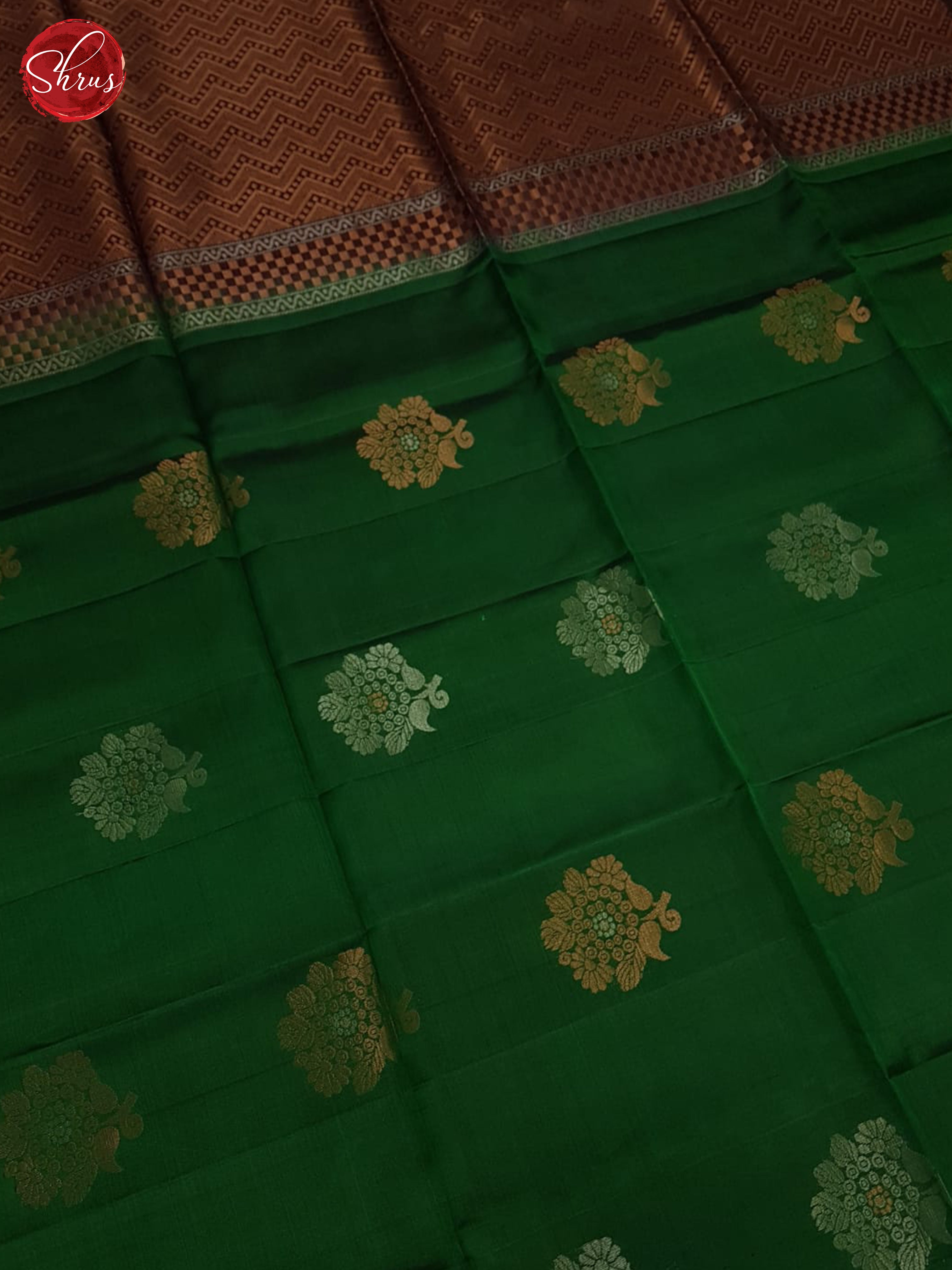 Green & Brown - Soft Silk Halfpure Saree - Shop on ShrusEternity.com