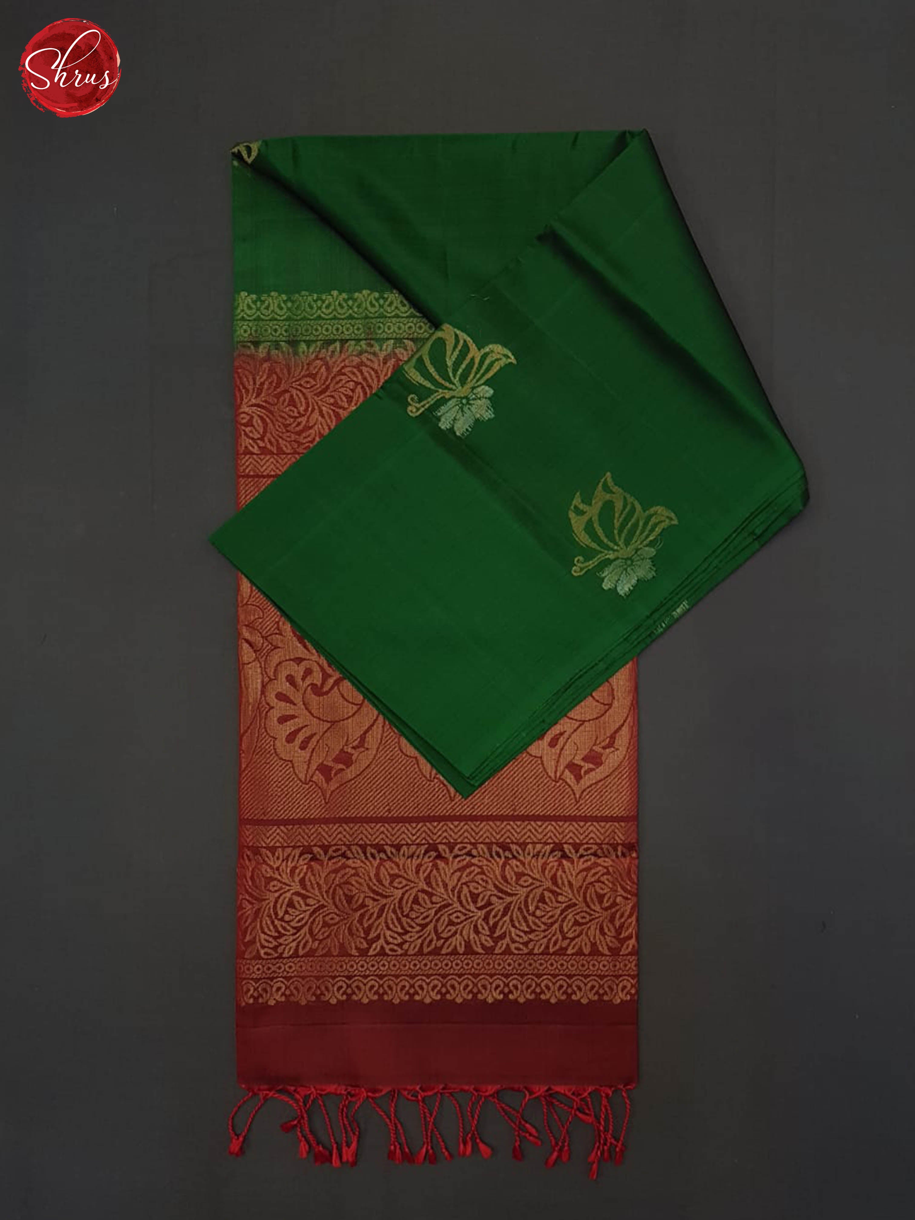 Green And Arakku Maroon- Soft Silk half-Pure saree - Shop on ShrusEternity.com