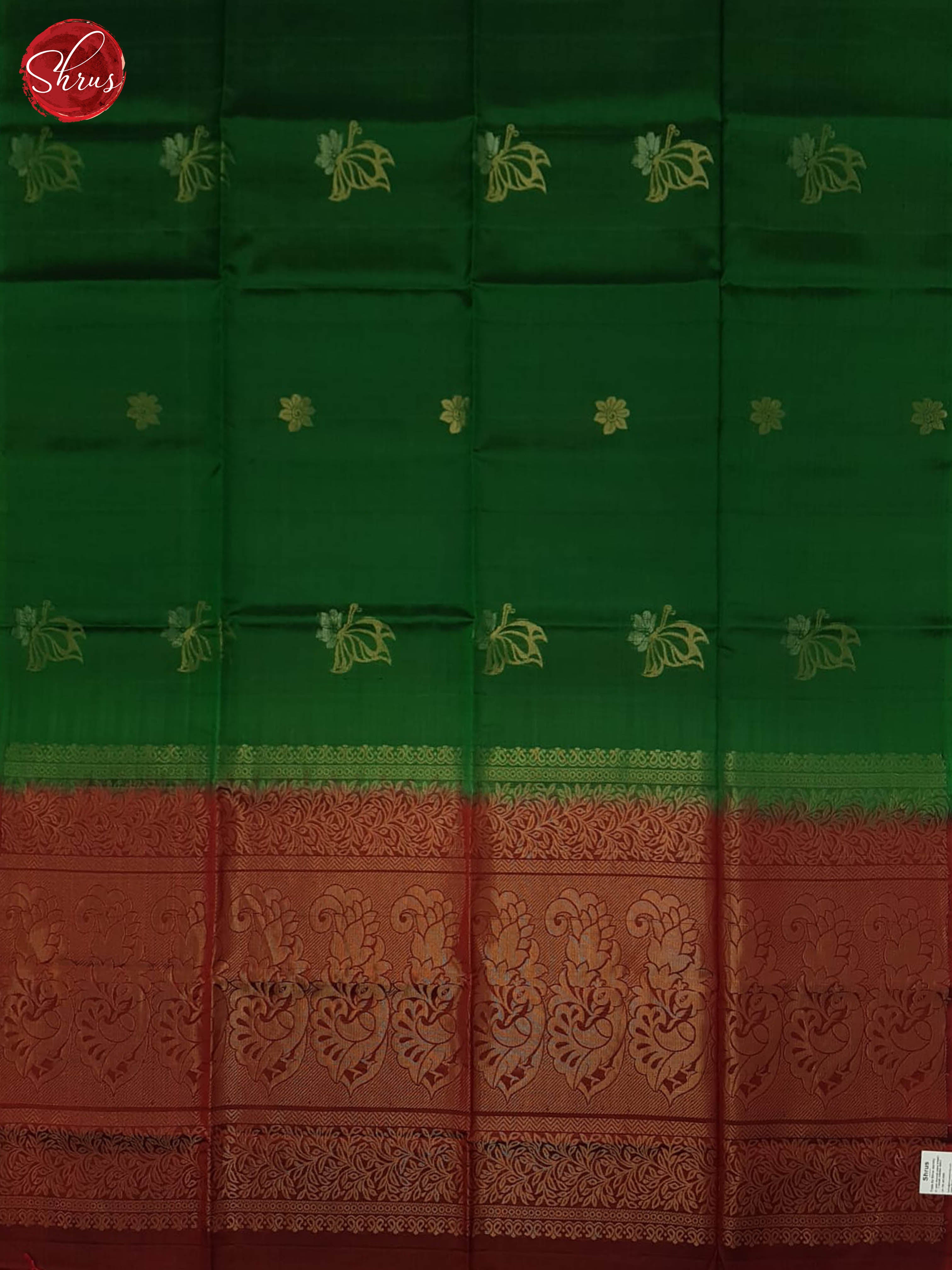 Green And Arakku Maroon- Soft Silk half-Pure saree - Shop on ShrusEternity.com