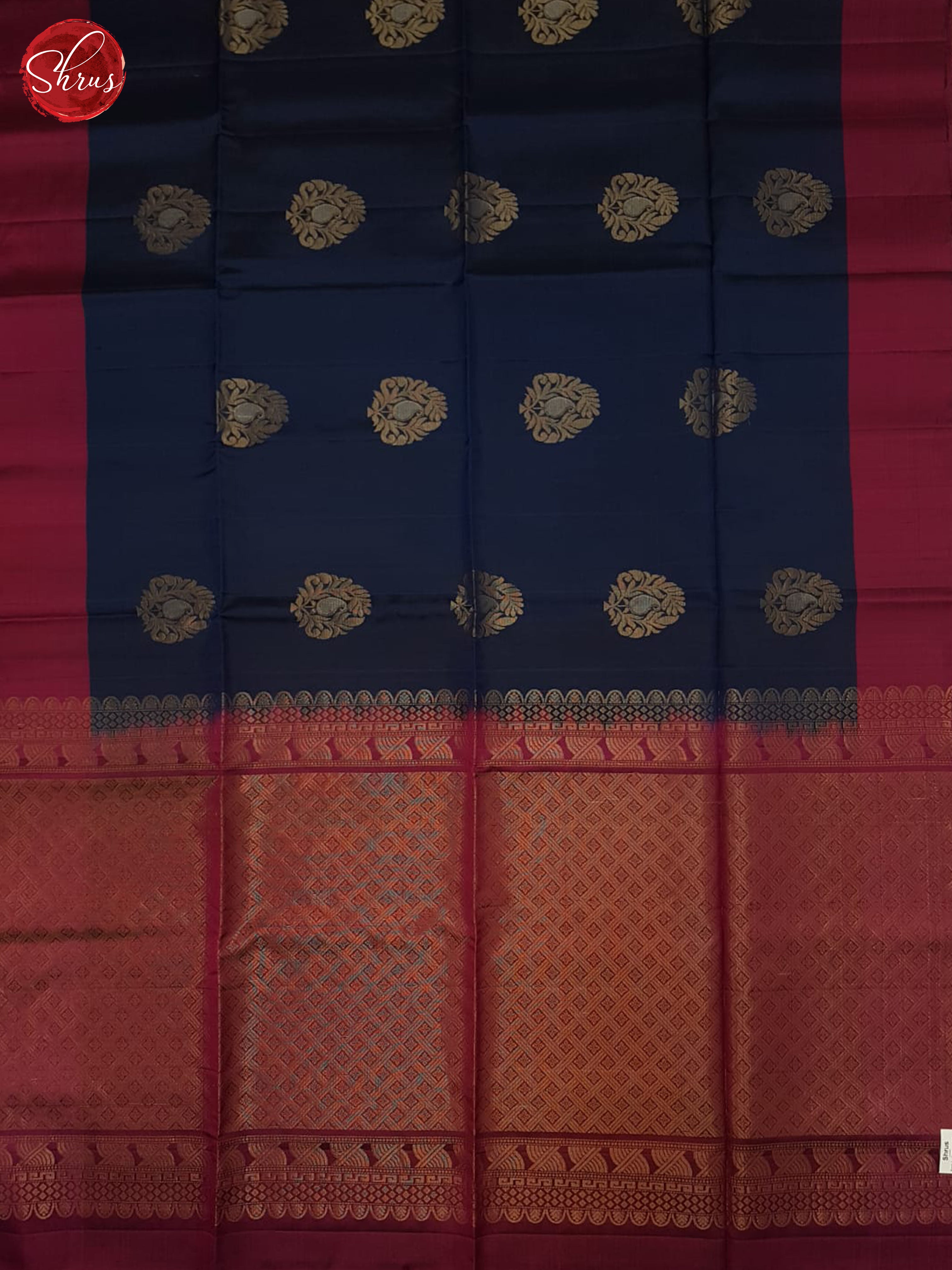 Blue & Wine - Soft Silk Halfpure Saree - Shop on ShrusEternity.com