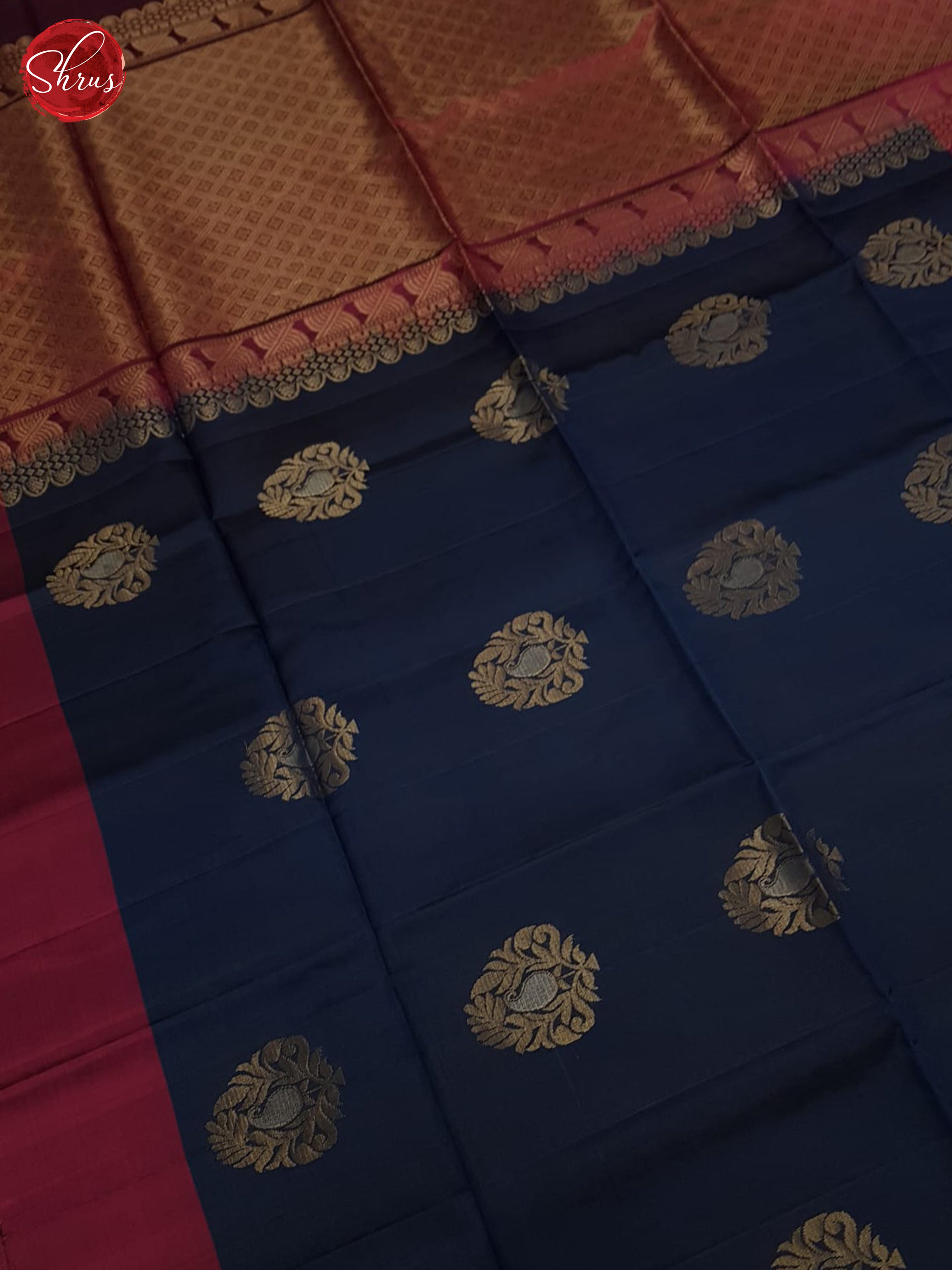 Blue & Wine - Soft Silk Halfpure Saree - Shop on ShrusEternity.com