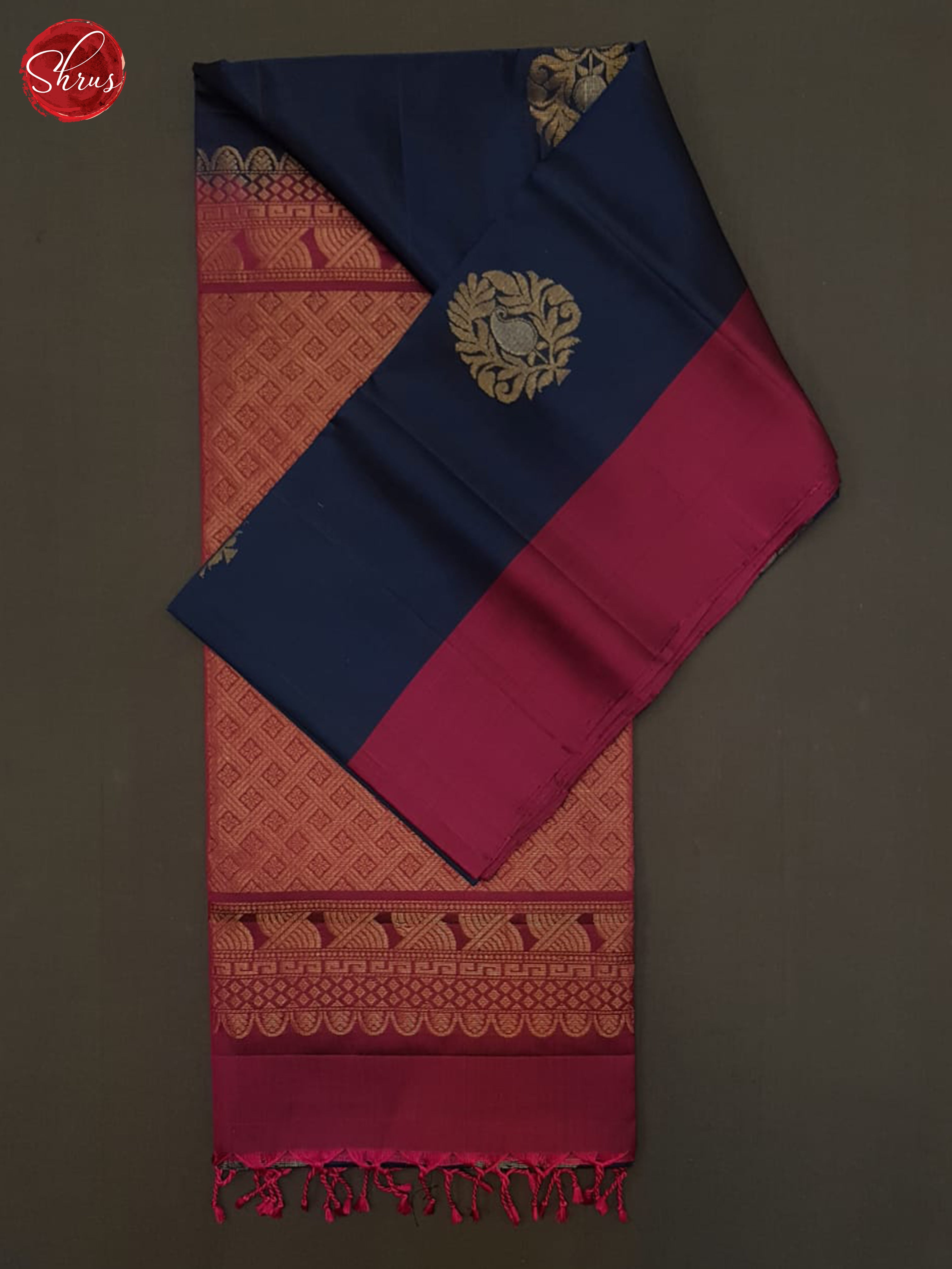 Blue & Wine - Soft Silk Halfpure Saree - Shop on ShrusEternity.com