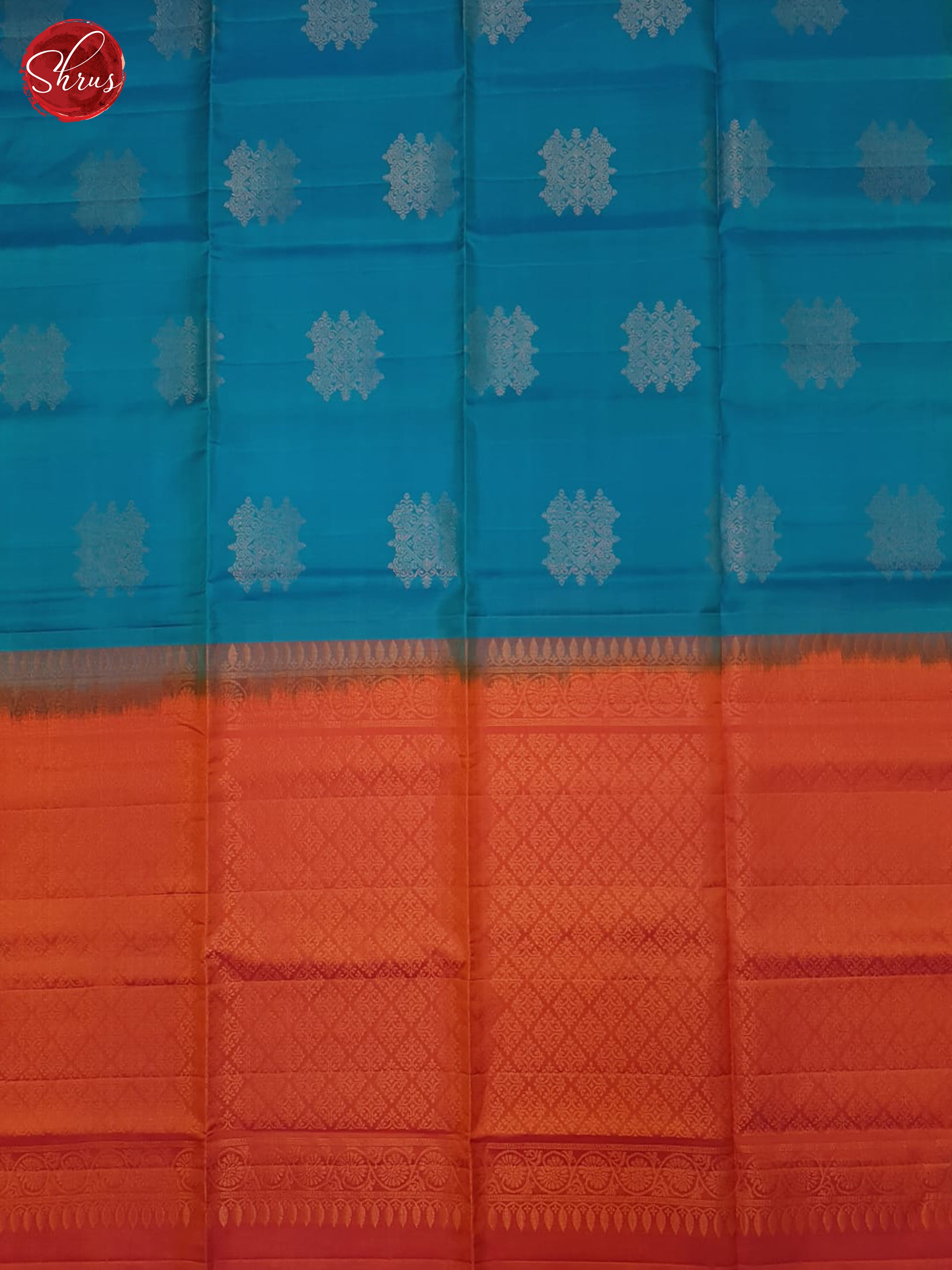 Blue & Orange - Soft Silk Halfpure Saree - Shop on ShrusEternity.com