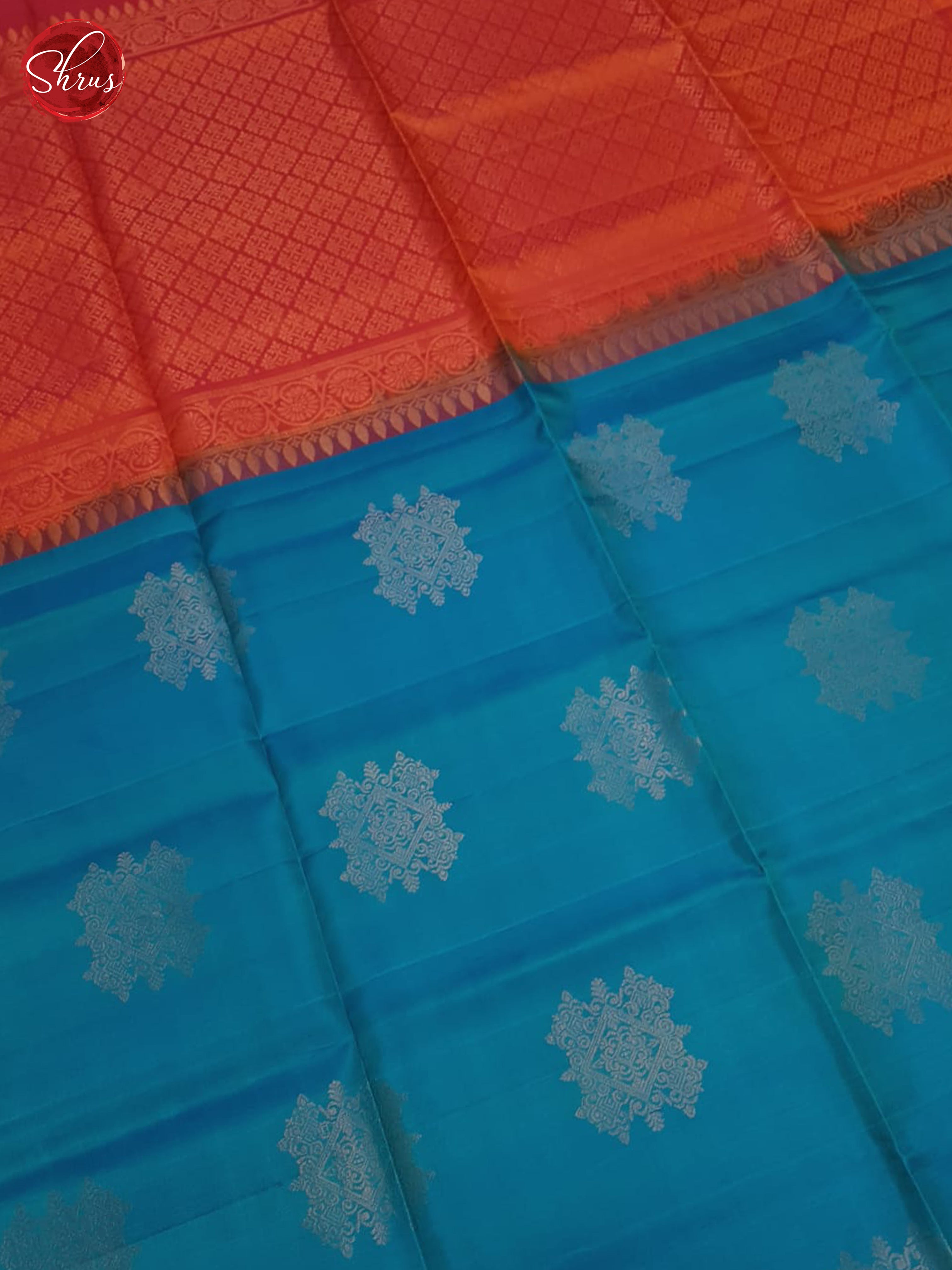 Blue & Orange - Soft Silk Halfpure Saree - Shop on ShrusEternity.com