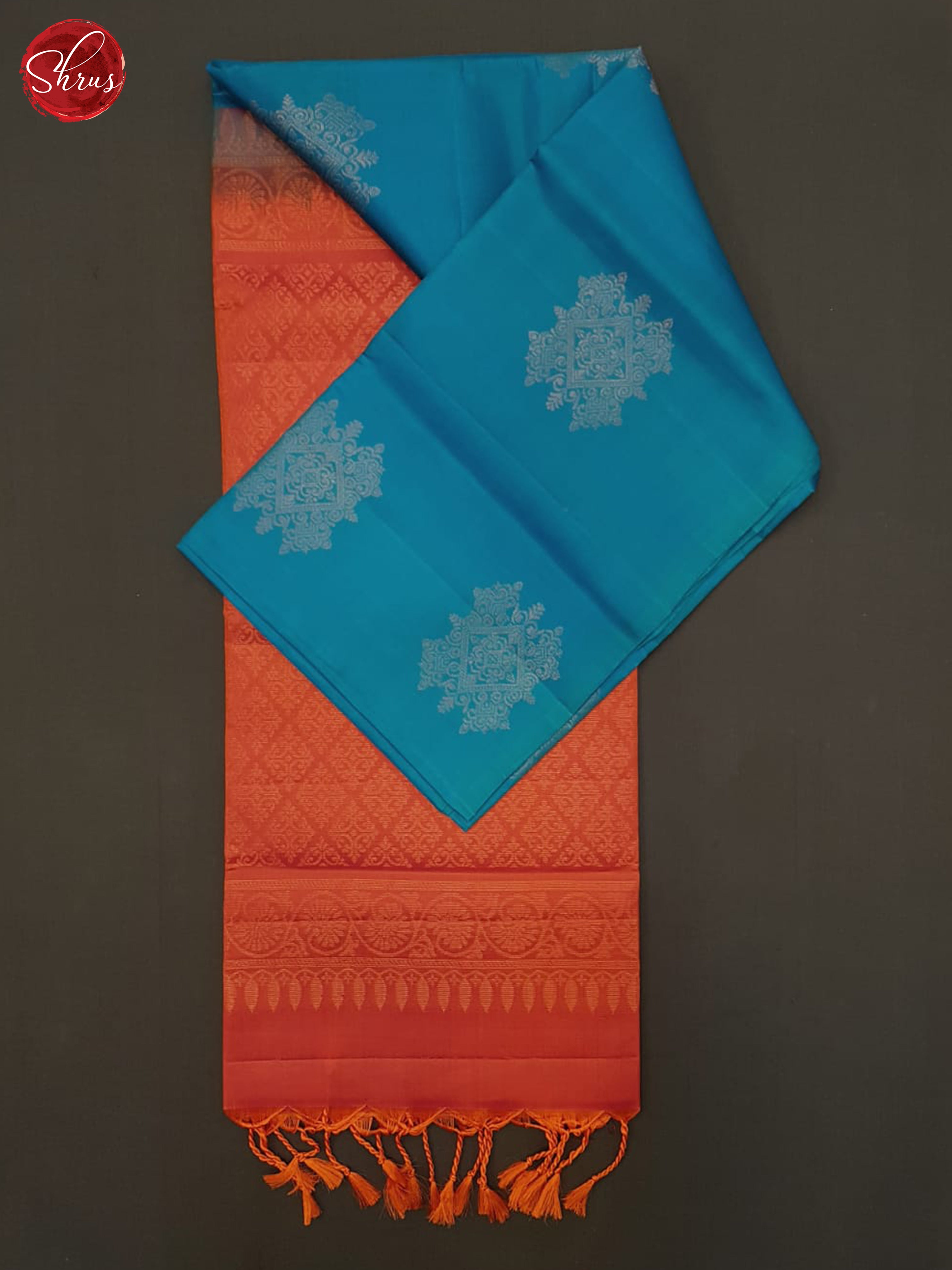 Blue & Orange - Soft Silk Halfpure Saree - Shop on ShrusEternity.com