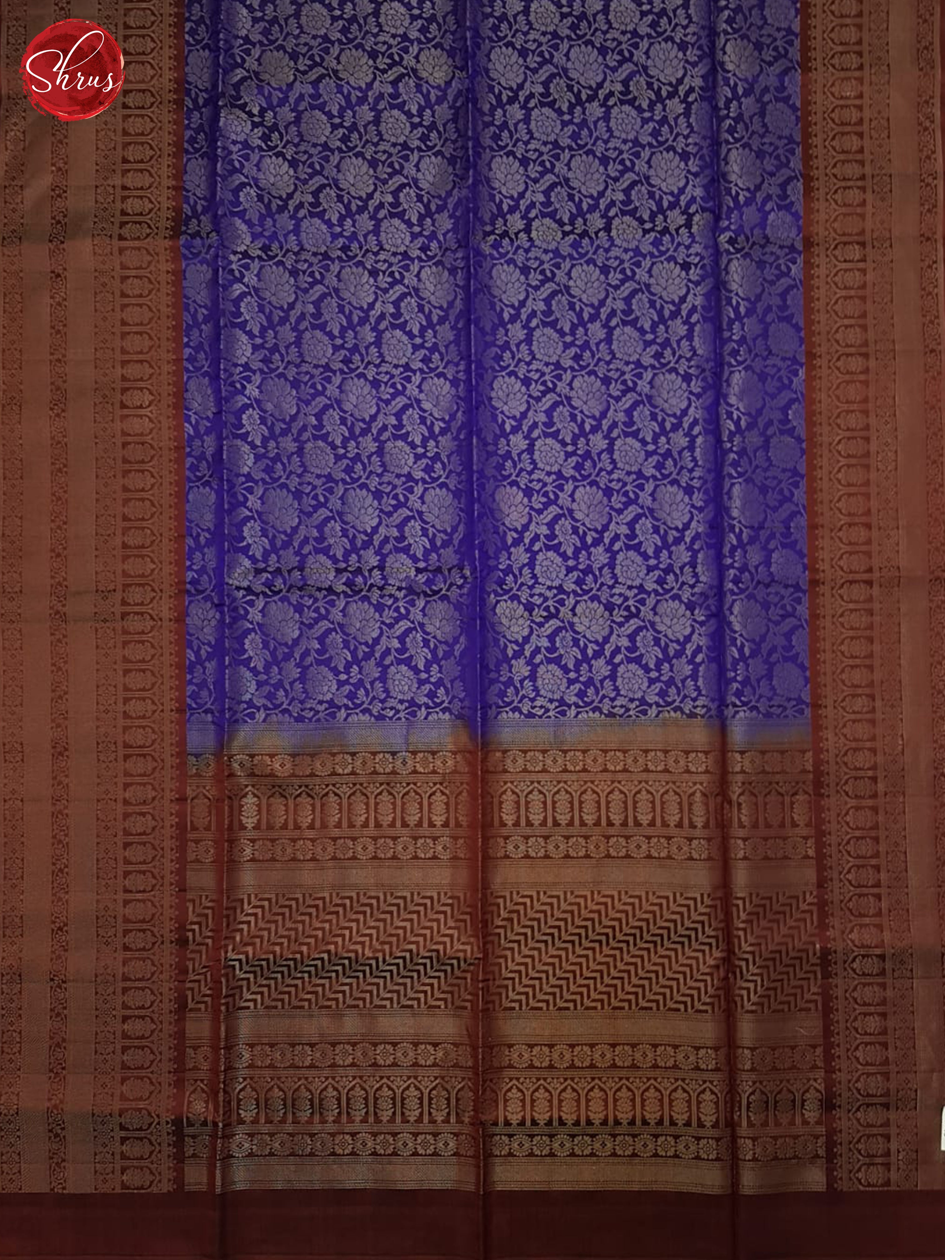 Blue & Brown - Softsilk Halfpure Saree - Shop on ShrusEternity.com