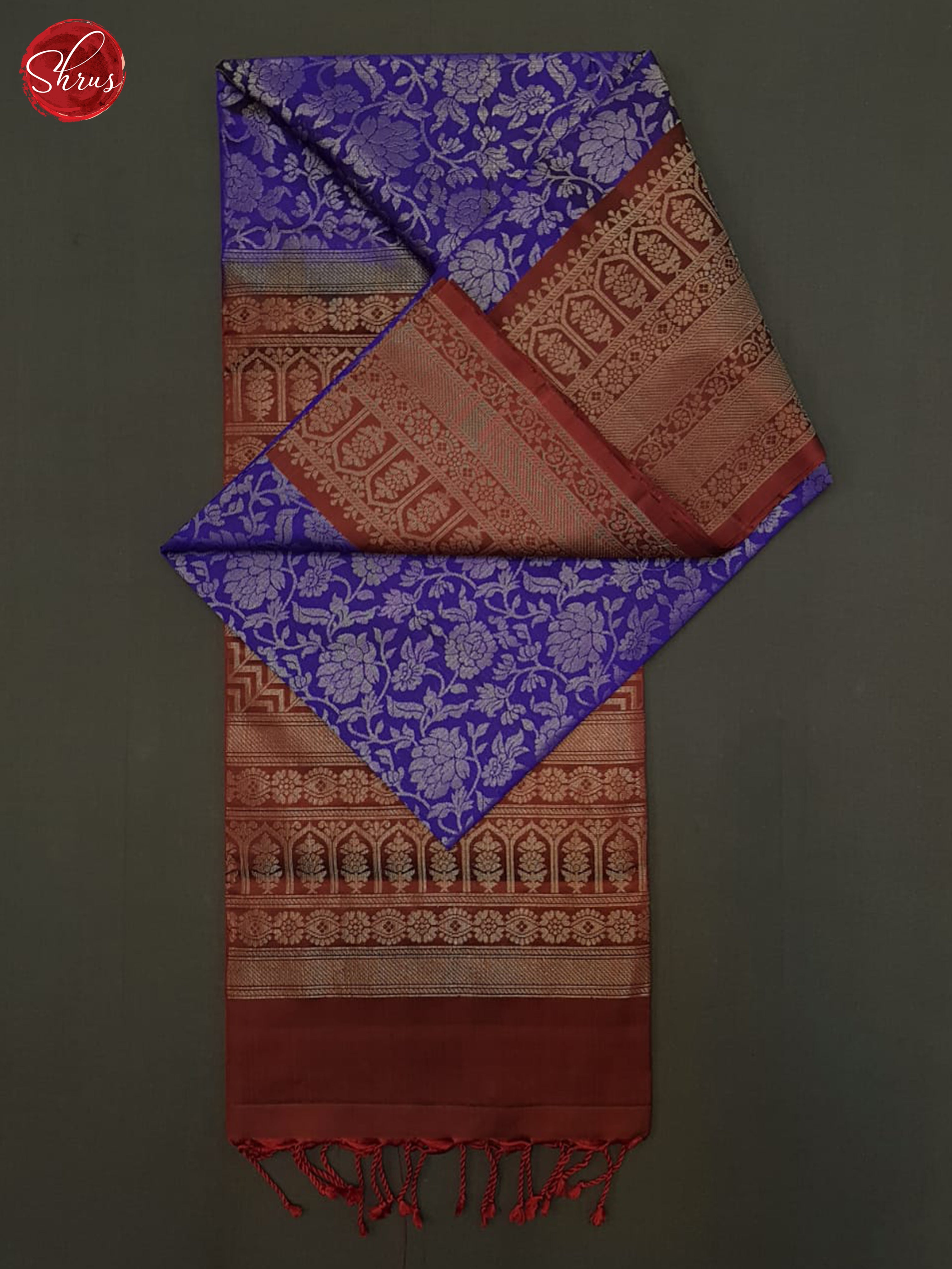 Blue & Brown - Softsilk Halfpure Saree - Shop on ShrusEternity.com