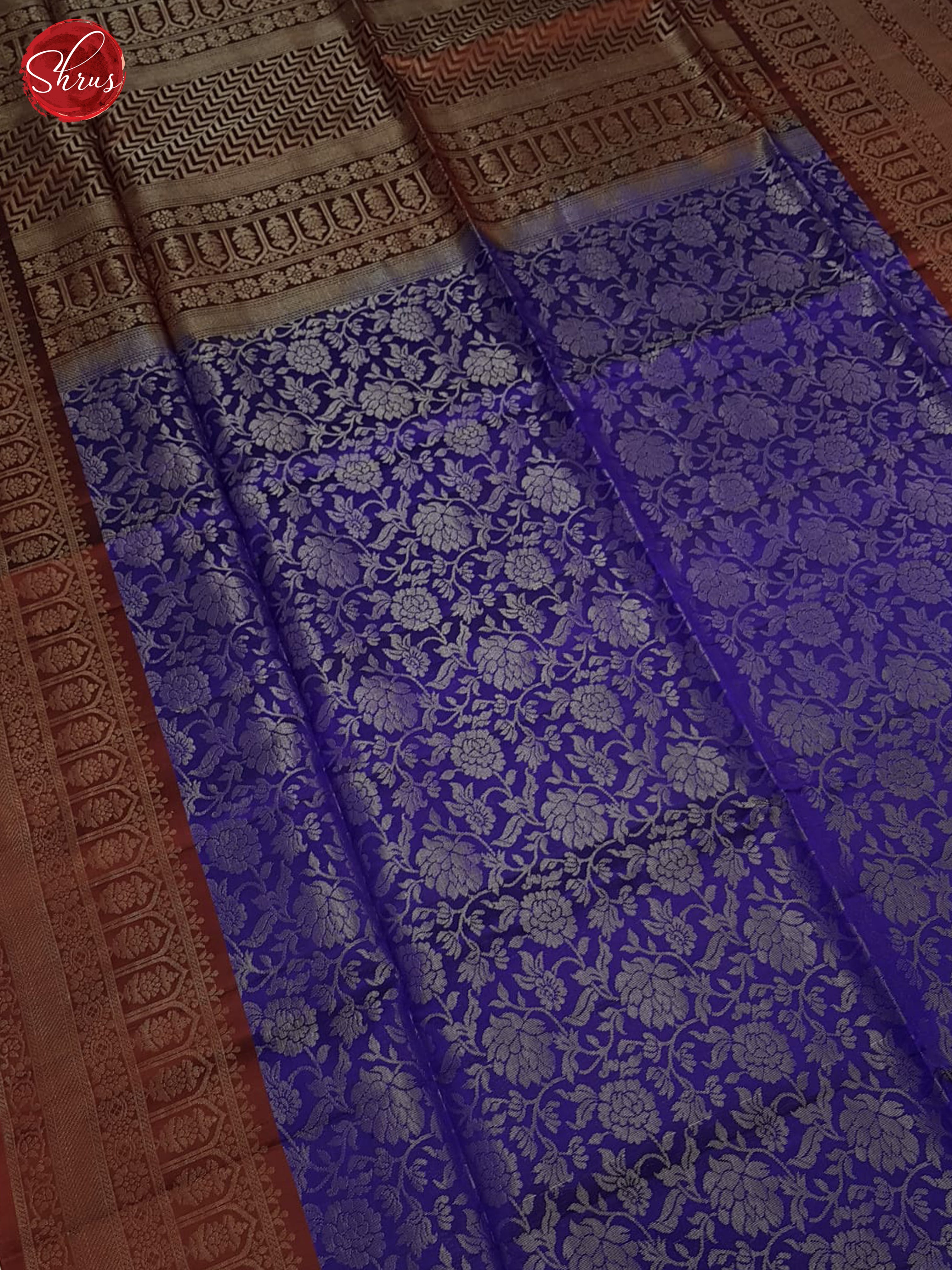 Blue & Brown - Softsilk Halfpure Saree - Shop on ShrusEternity.com