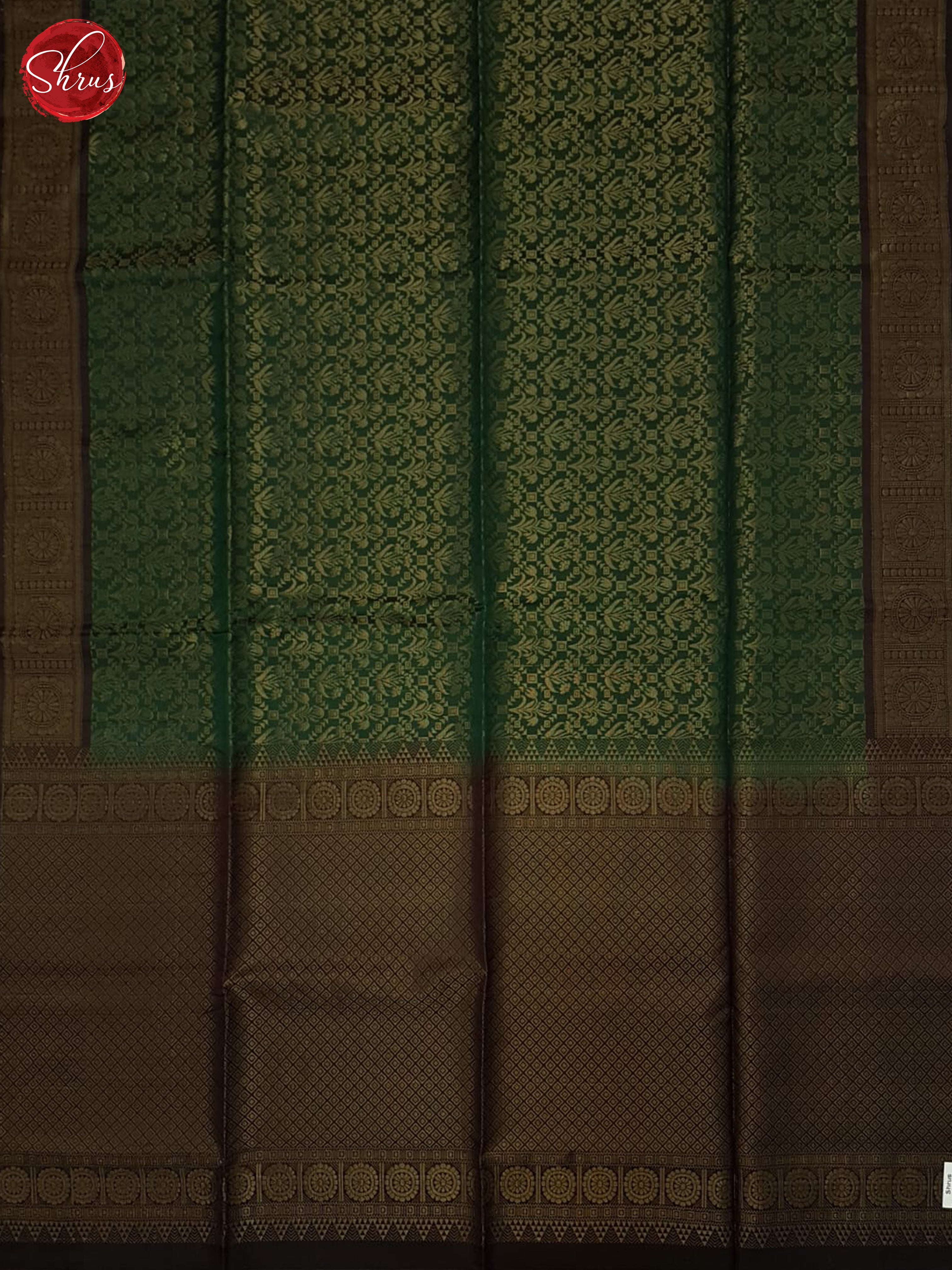 Green  & Brown- Soft Silk Halfpure Saree - Shop on ShrusEternity.com