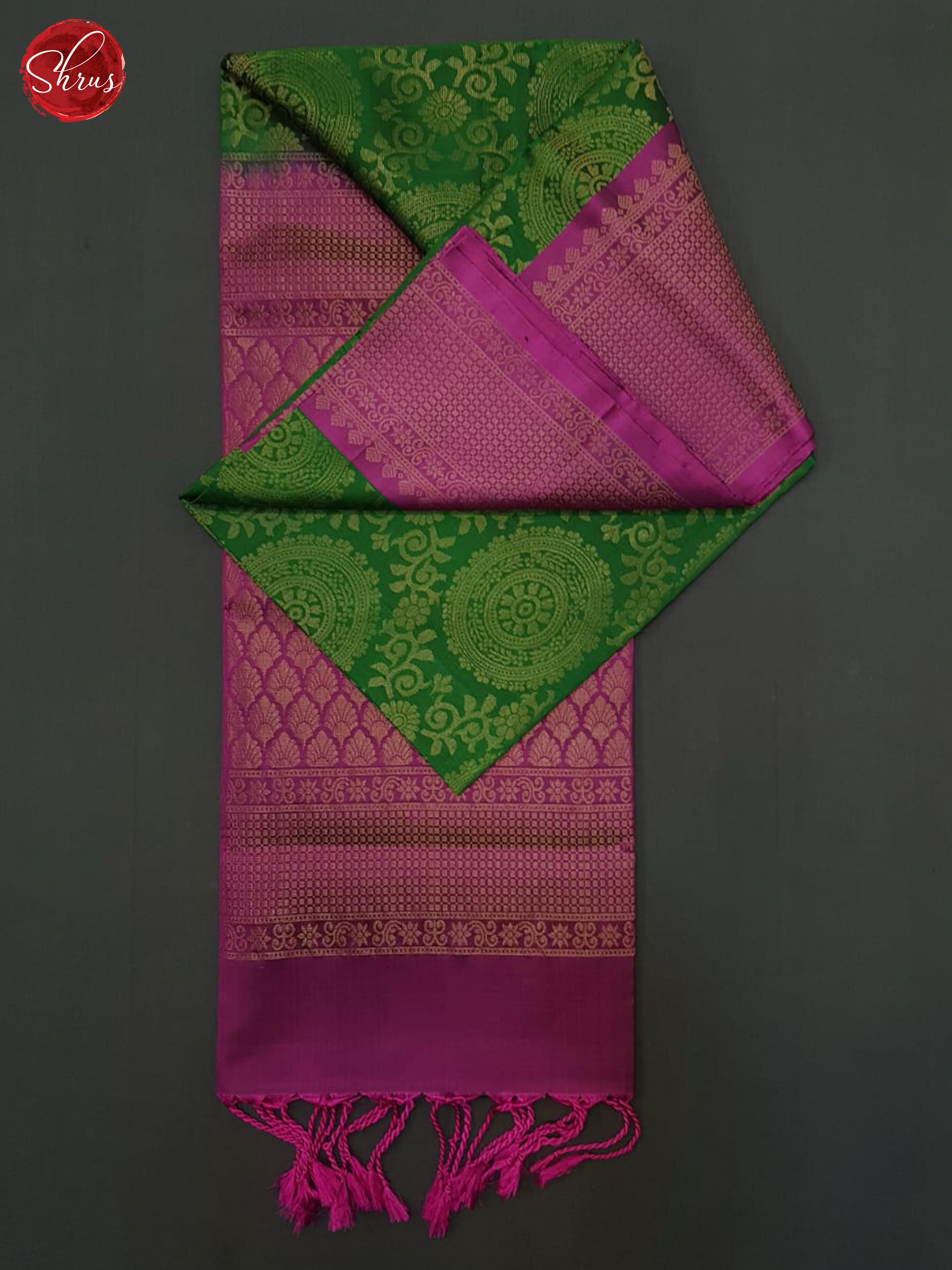 Green & Pink - Soft Silk Halfpure Saree - Shop on ShrusEternity.com