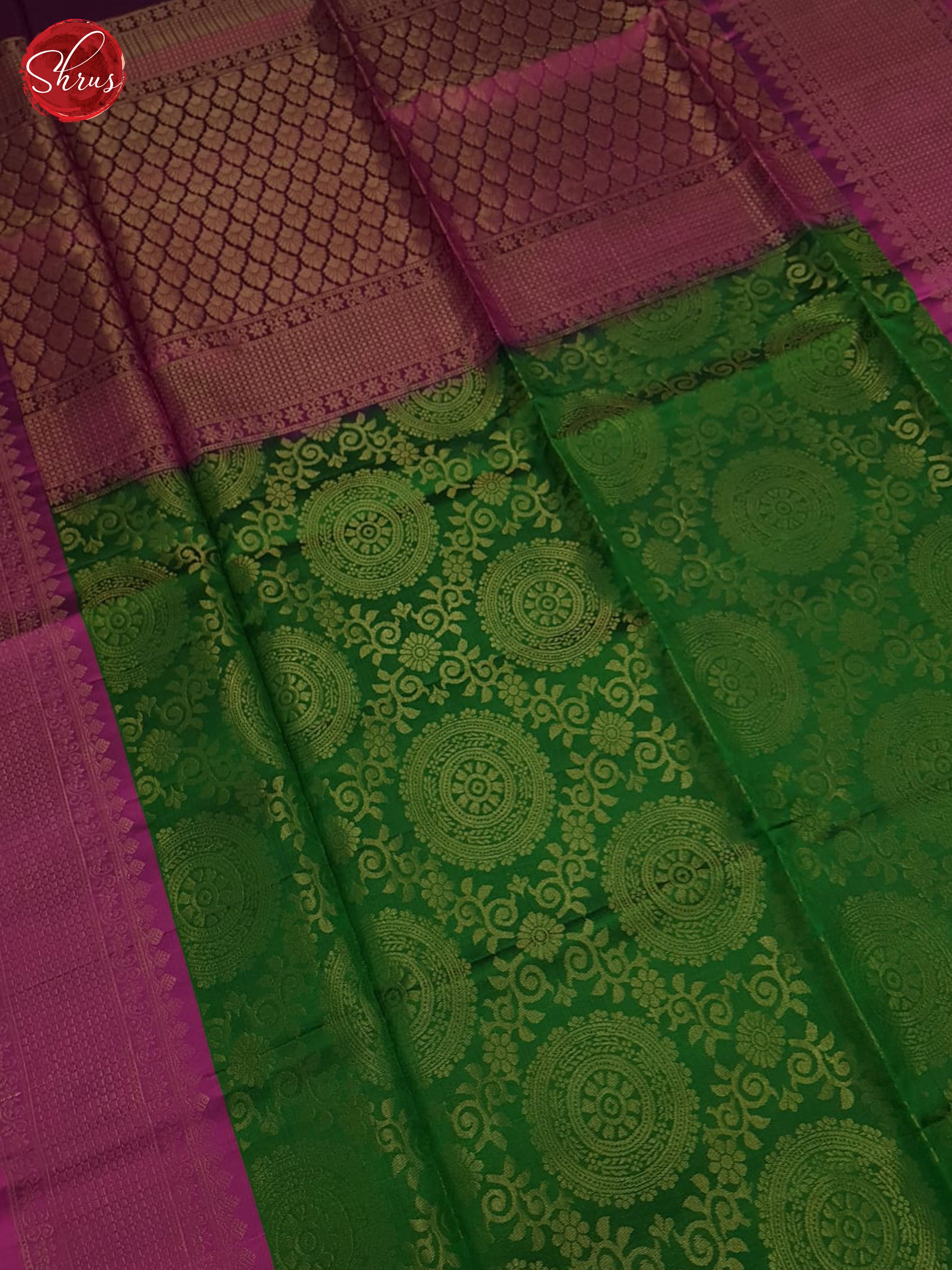 Green & Pink - Soft Silk Halfpure Saree - Shop on ShrusEternity.com