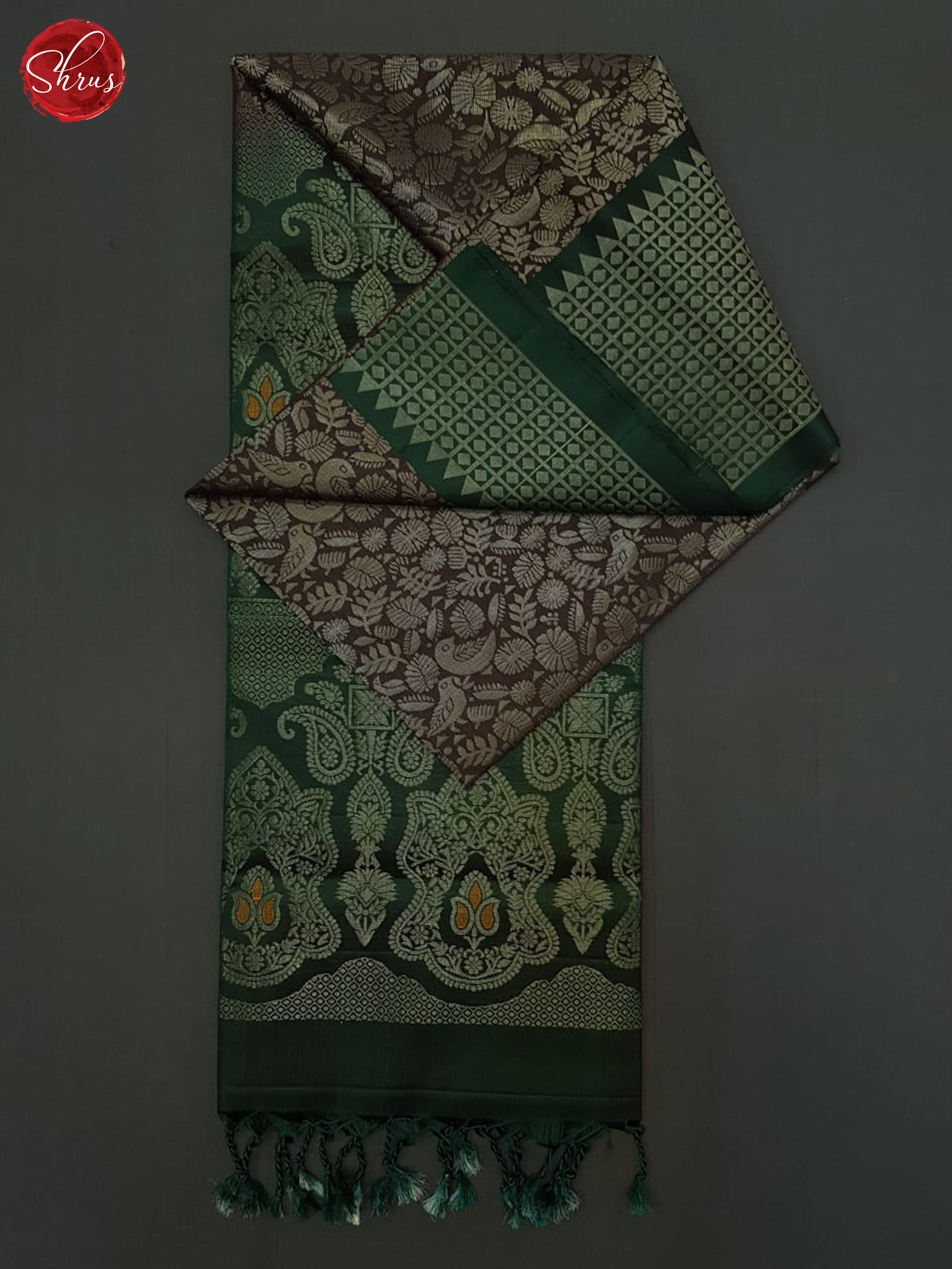 Brown & Green - Softsilk Halfpure Saree - Shop on ShrusEternity.com