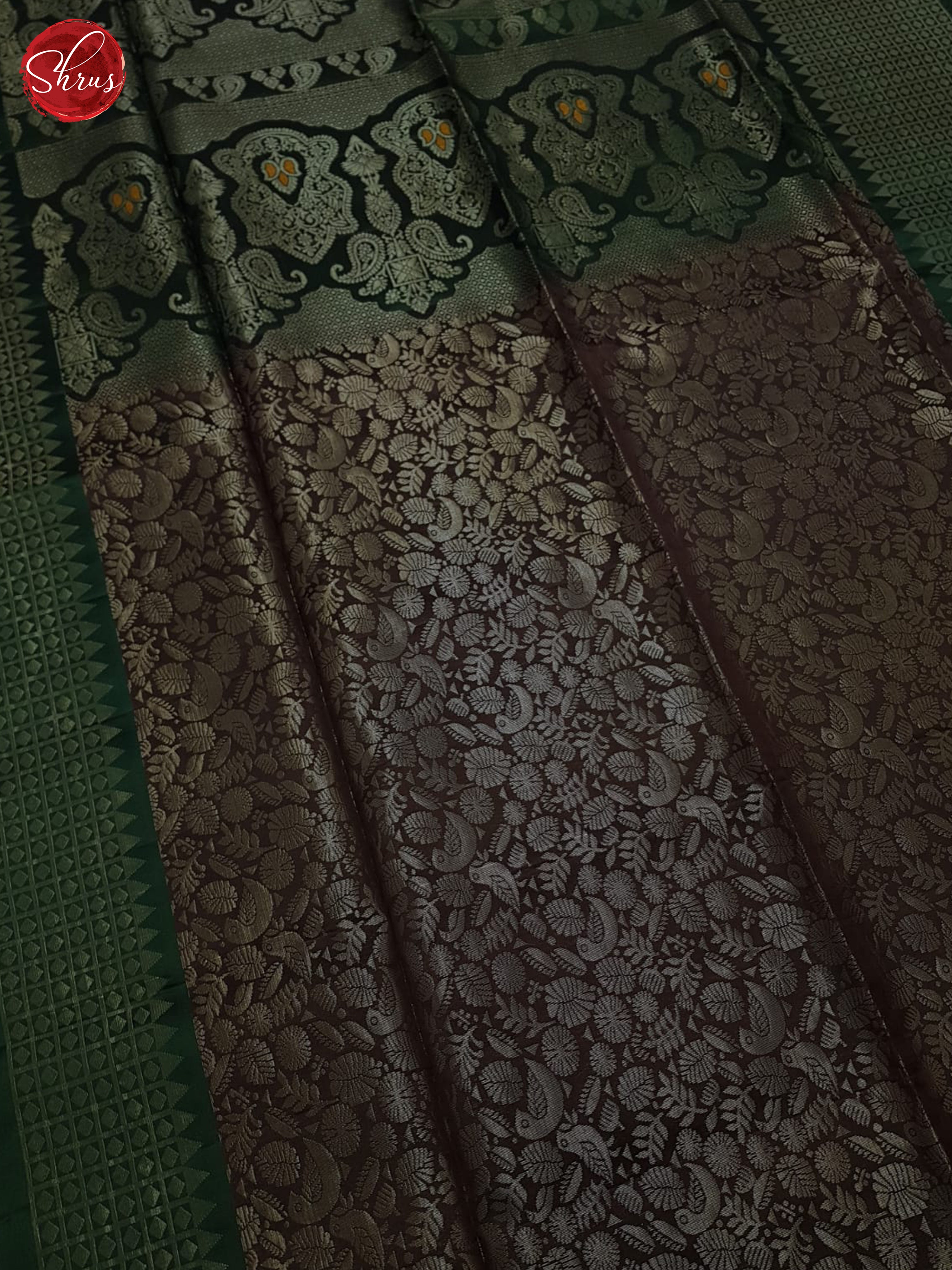 Brown & Green - Softsilk Halfpure Saree - Shop on ShrusEternity.com