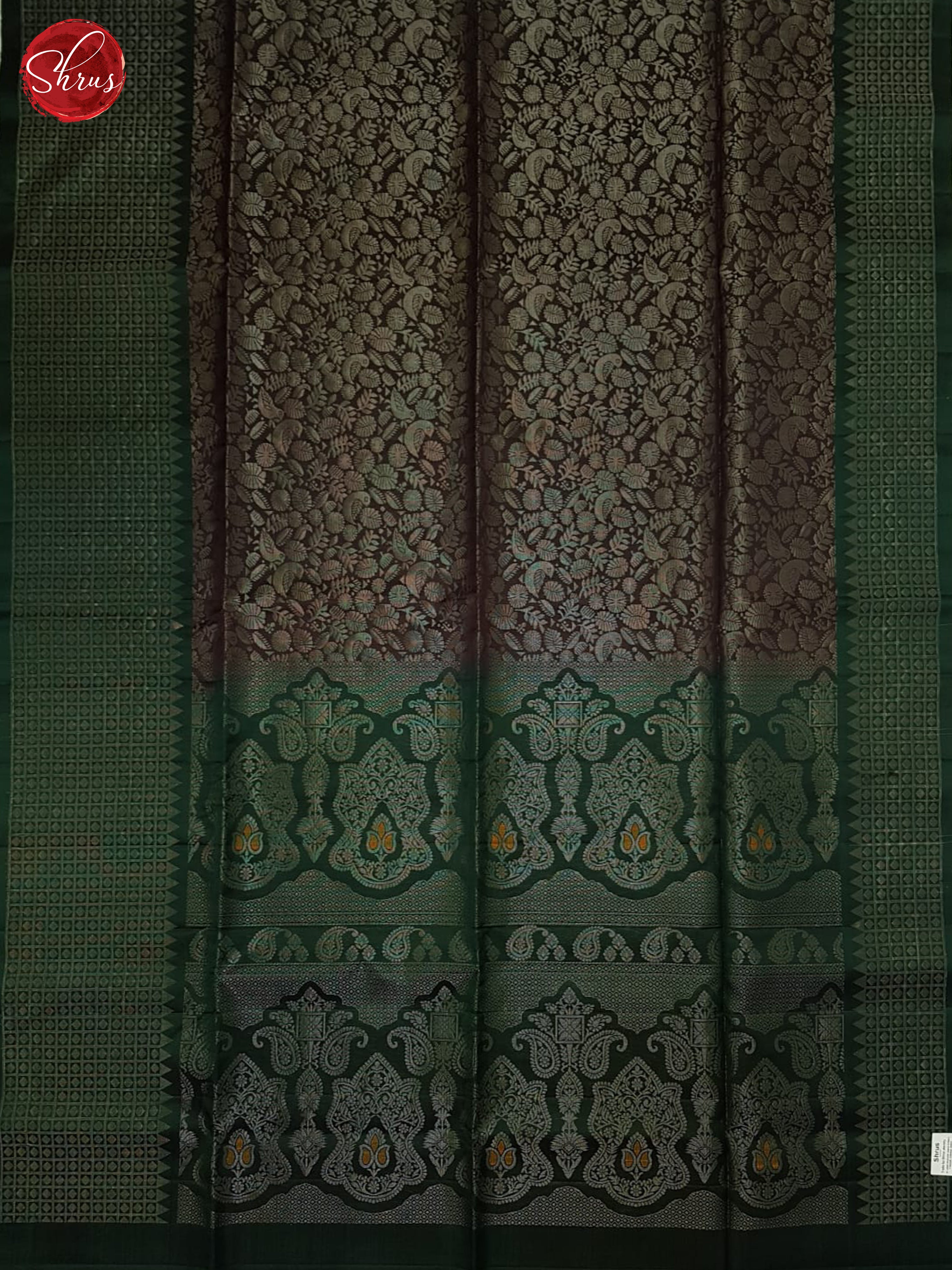 Brown & Green - Softsilk Halfpure Saree - Shop on ShrusEternity.com