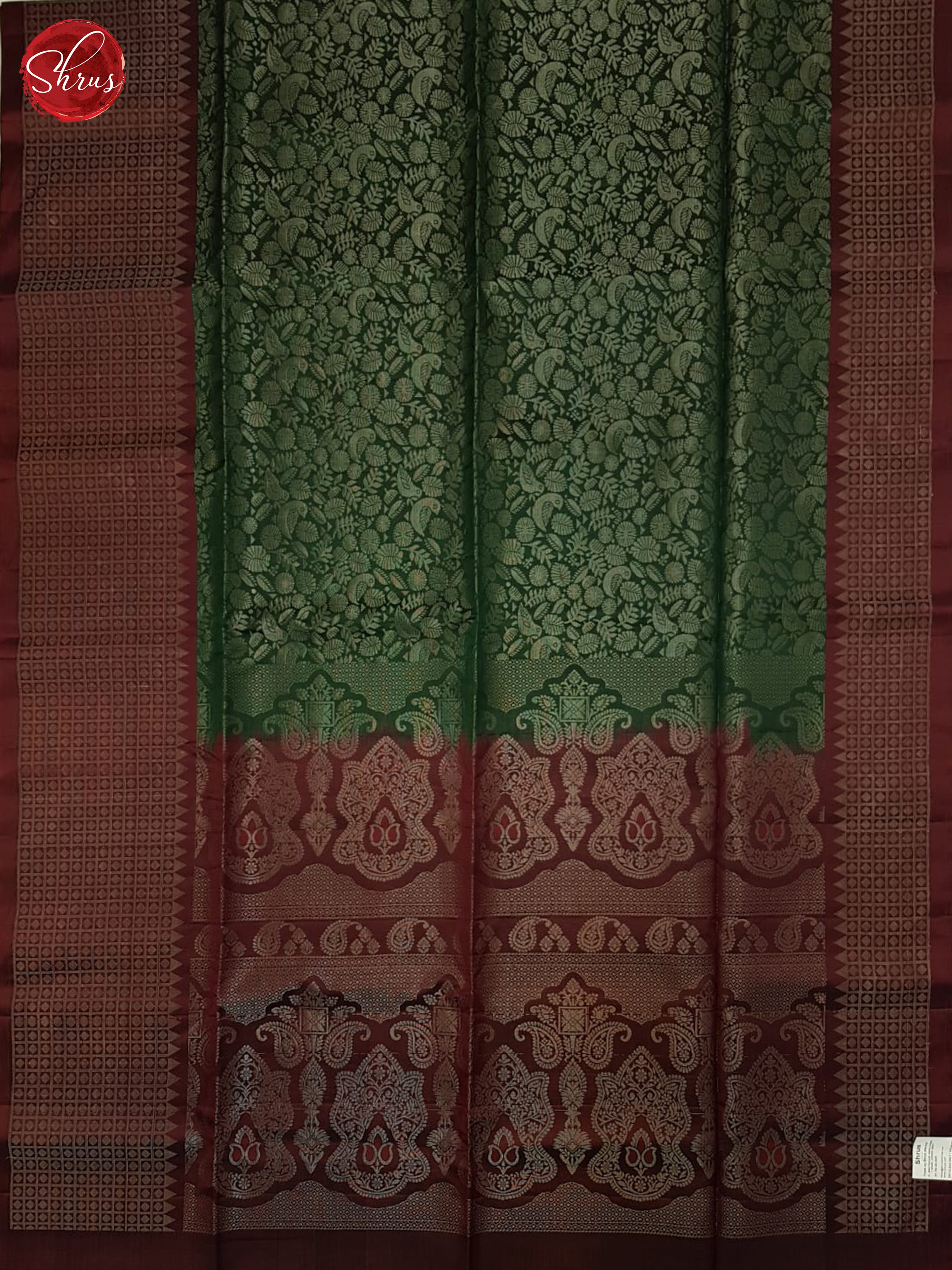 Green & Brown - Soft Silk Halfpure Saree - Shop on ShrusEternity.com