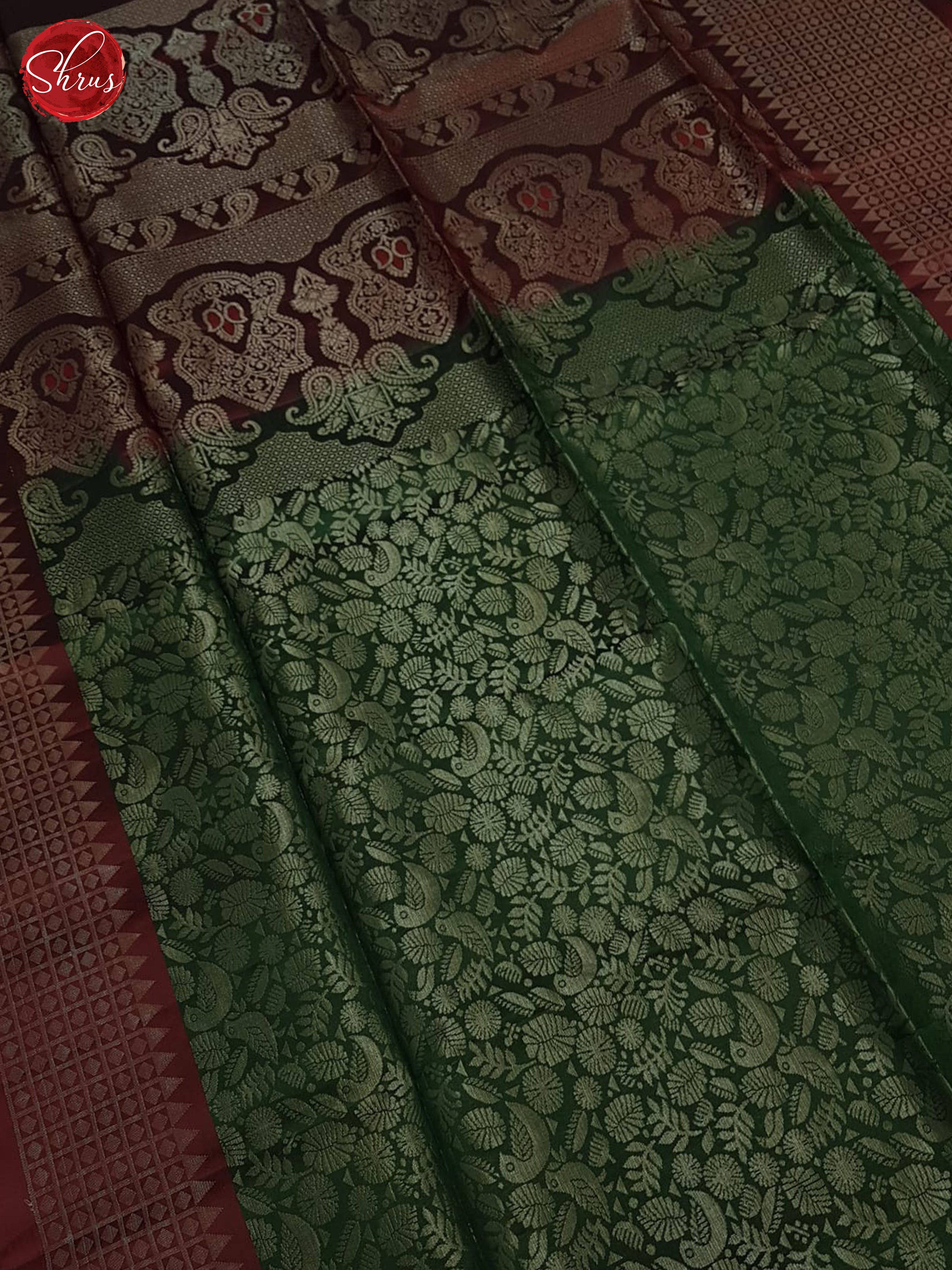 Green & Brown - Soft Silk Halfpure Saree - Shop on ShrusEternity.com