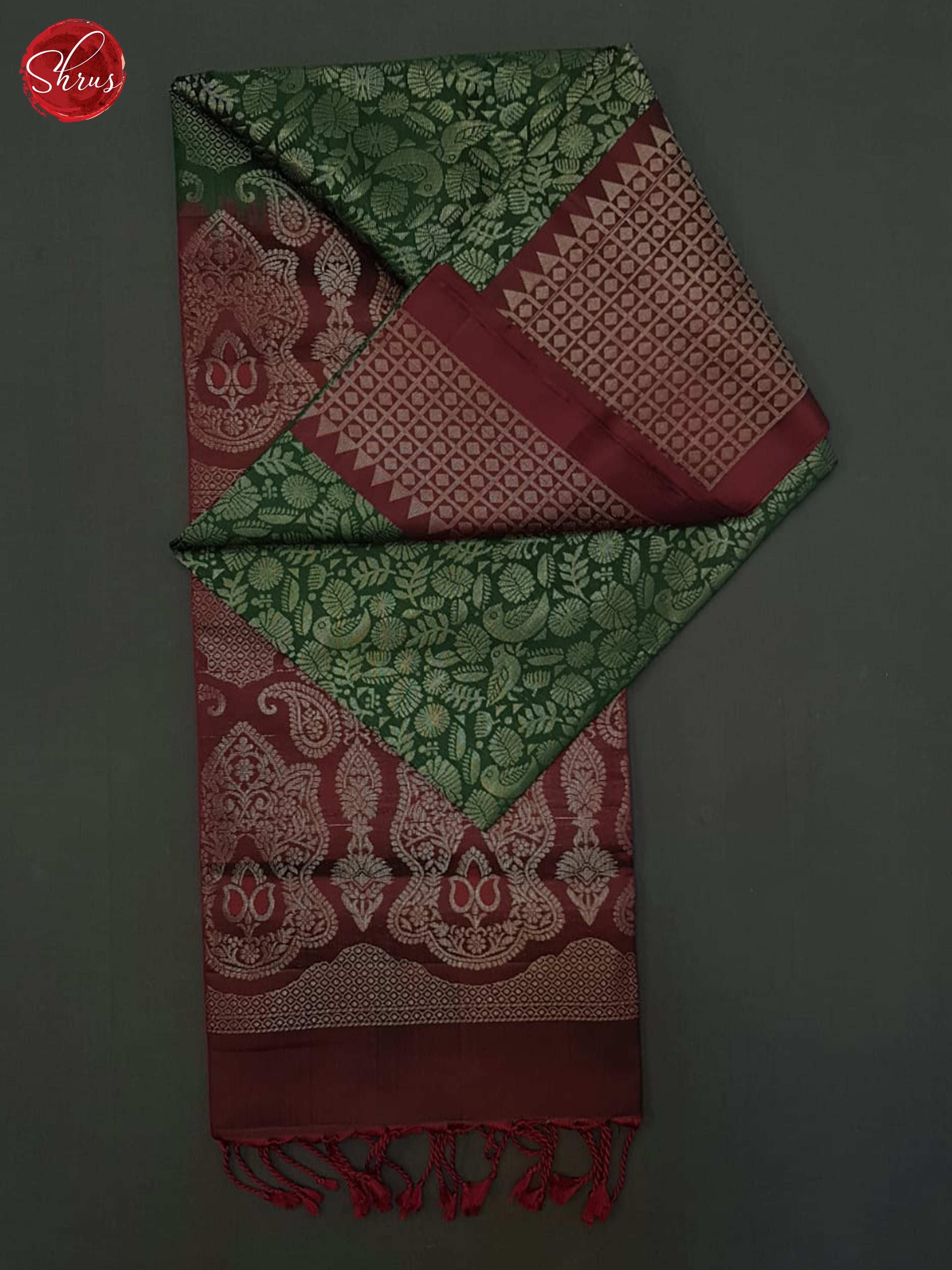 Green & Brown - Soft Silk Halfpure Saree - Shop on ShrusEternity.com