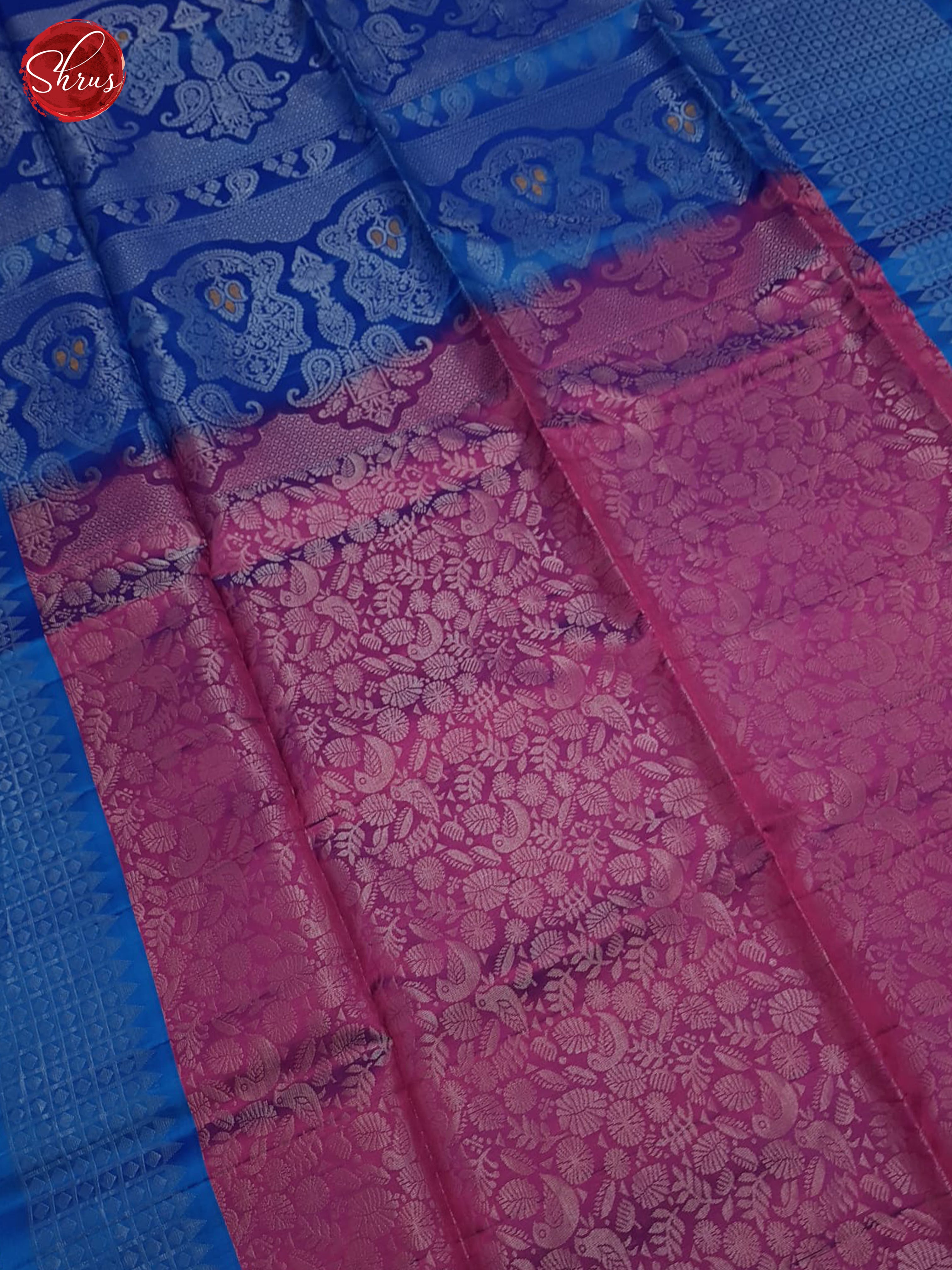 Pink & Blue - Soft Silk Halfpure Saree - Shop on ShrusEternity.com