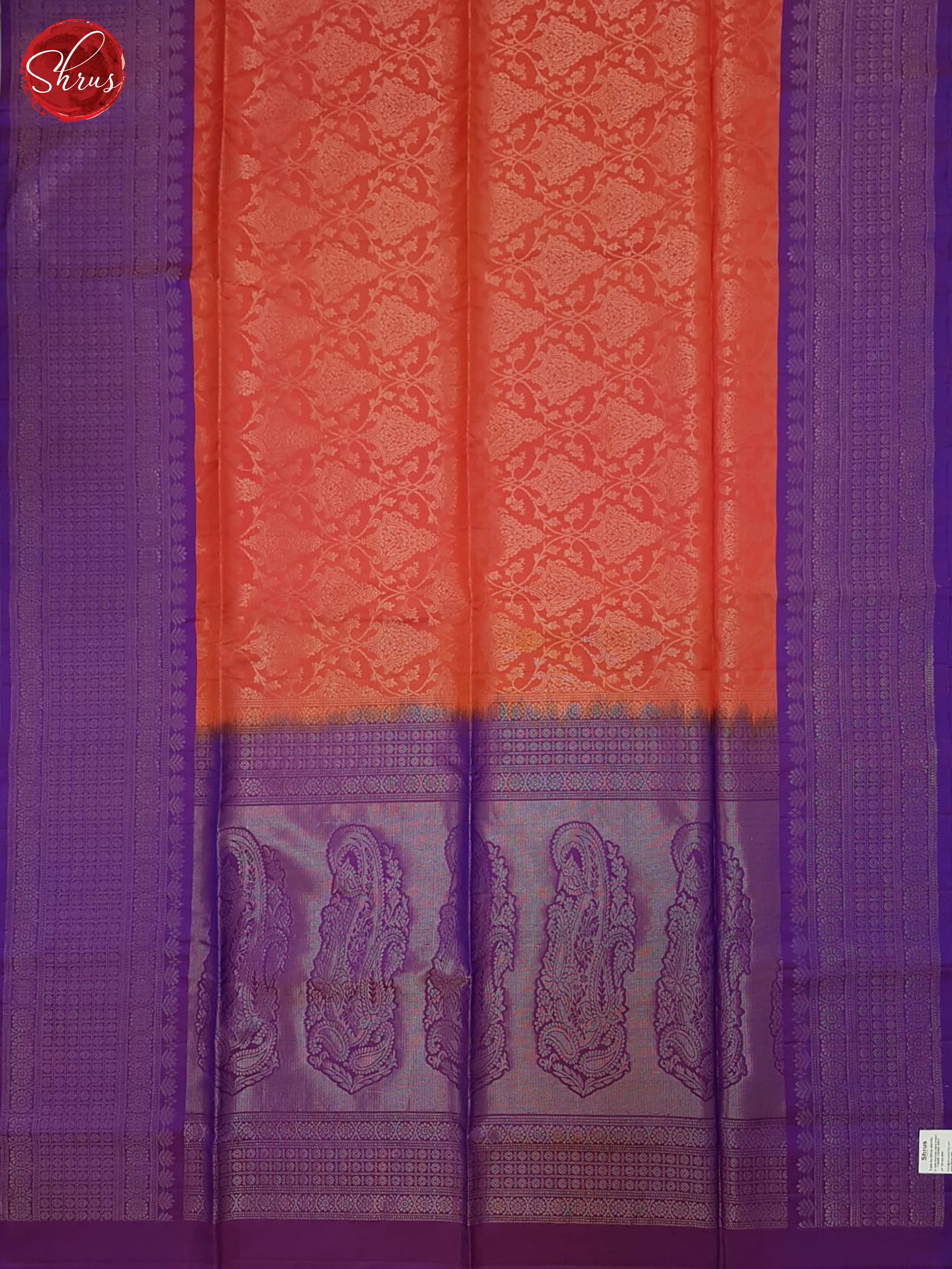 Orange & Purple - Soft Silk Halfpure Saree - Shop on ShrusEternity.com