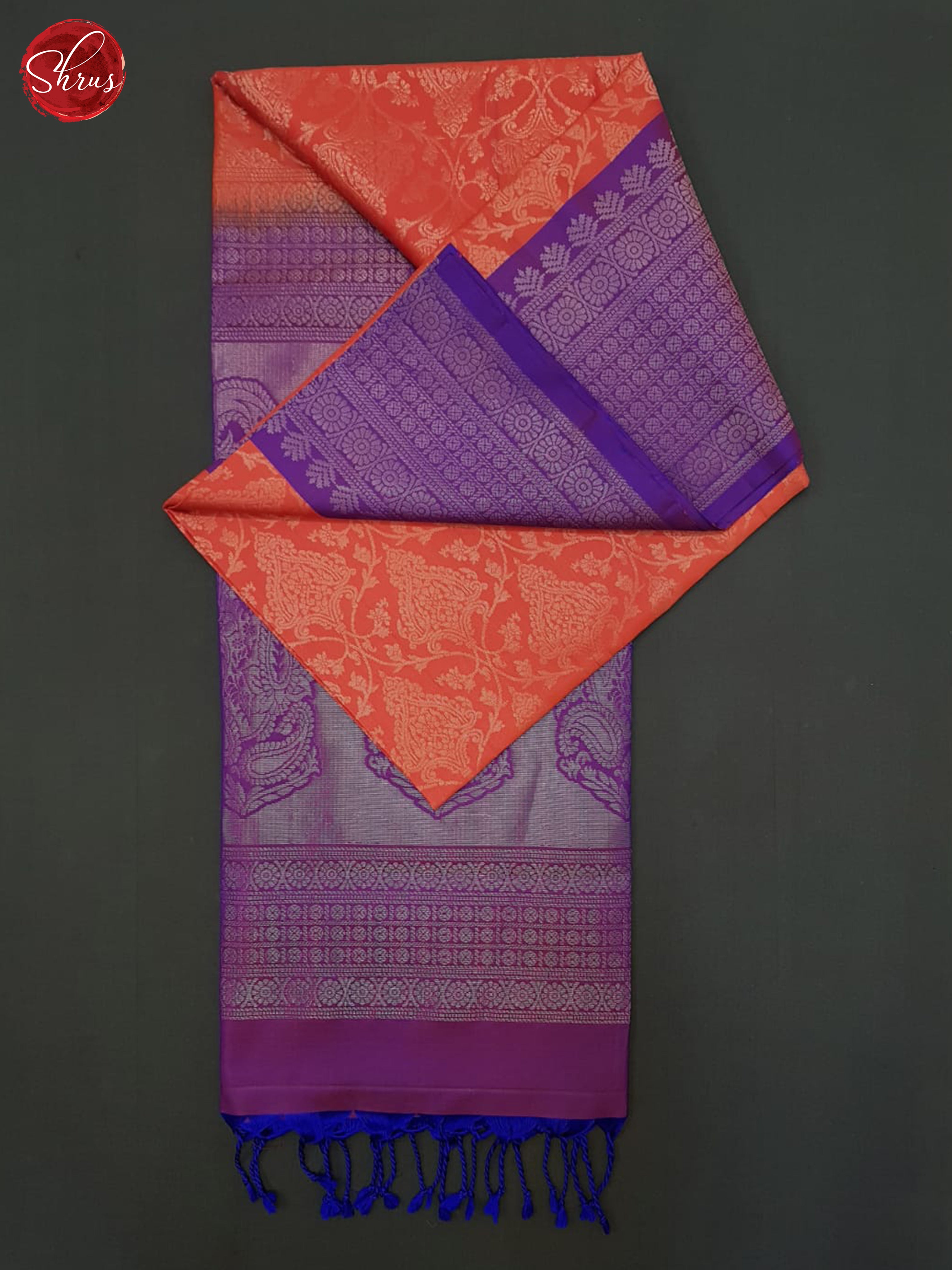 Orange & Purple - Soft Silk Halfpure Saree - Shop on ShrusEternity.com