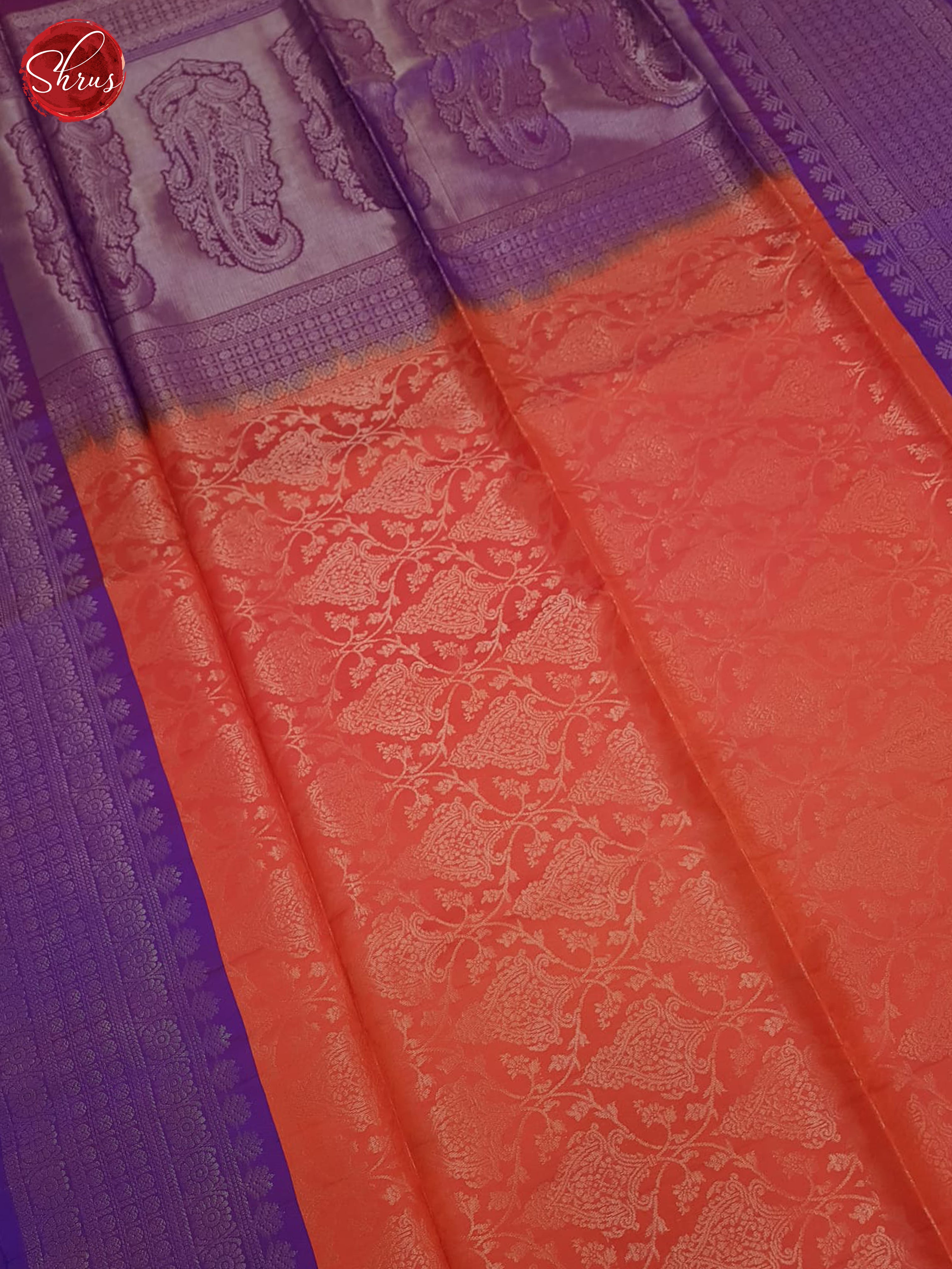 Orange & Purple - Soft Silk Halfpure Saree - Shop on ShrusEternity.com