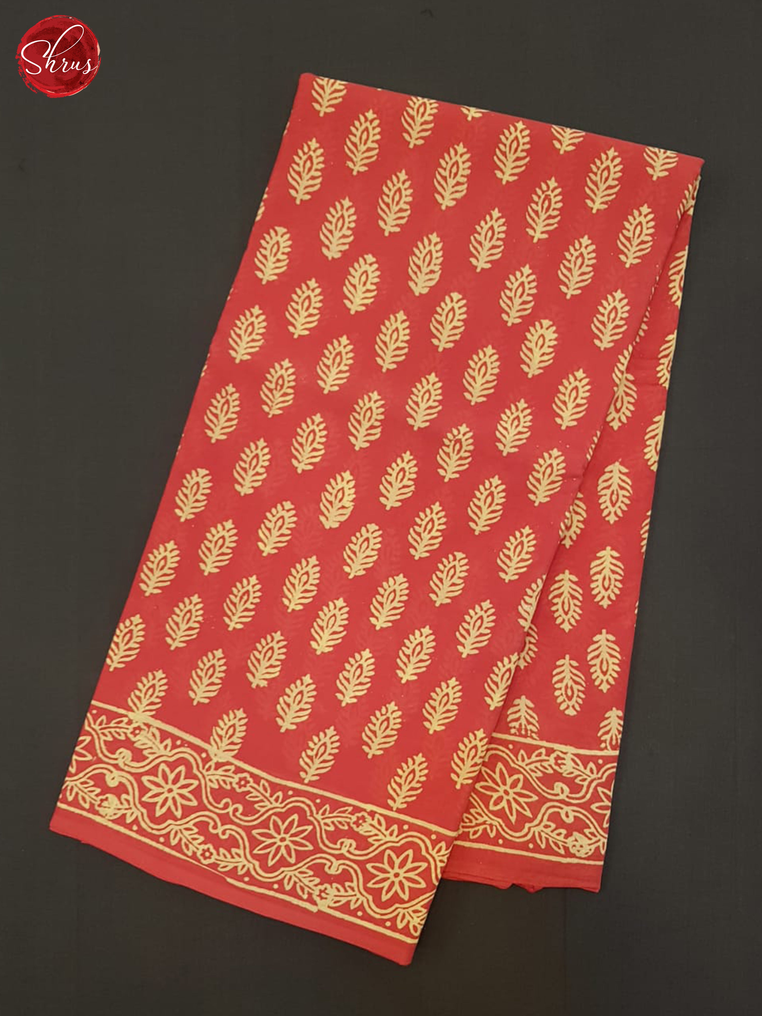 Orange(Single Tone) - Jaipur cotton Saree - Shop on ShrusEternity.com