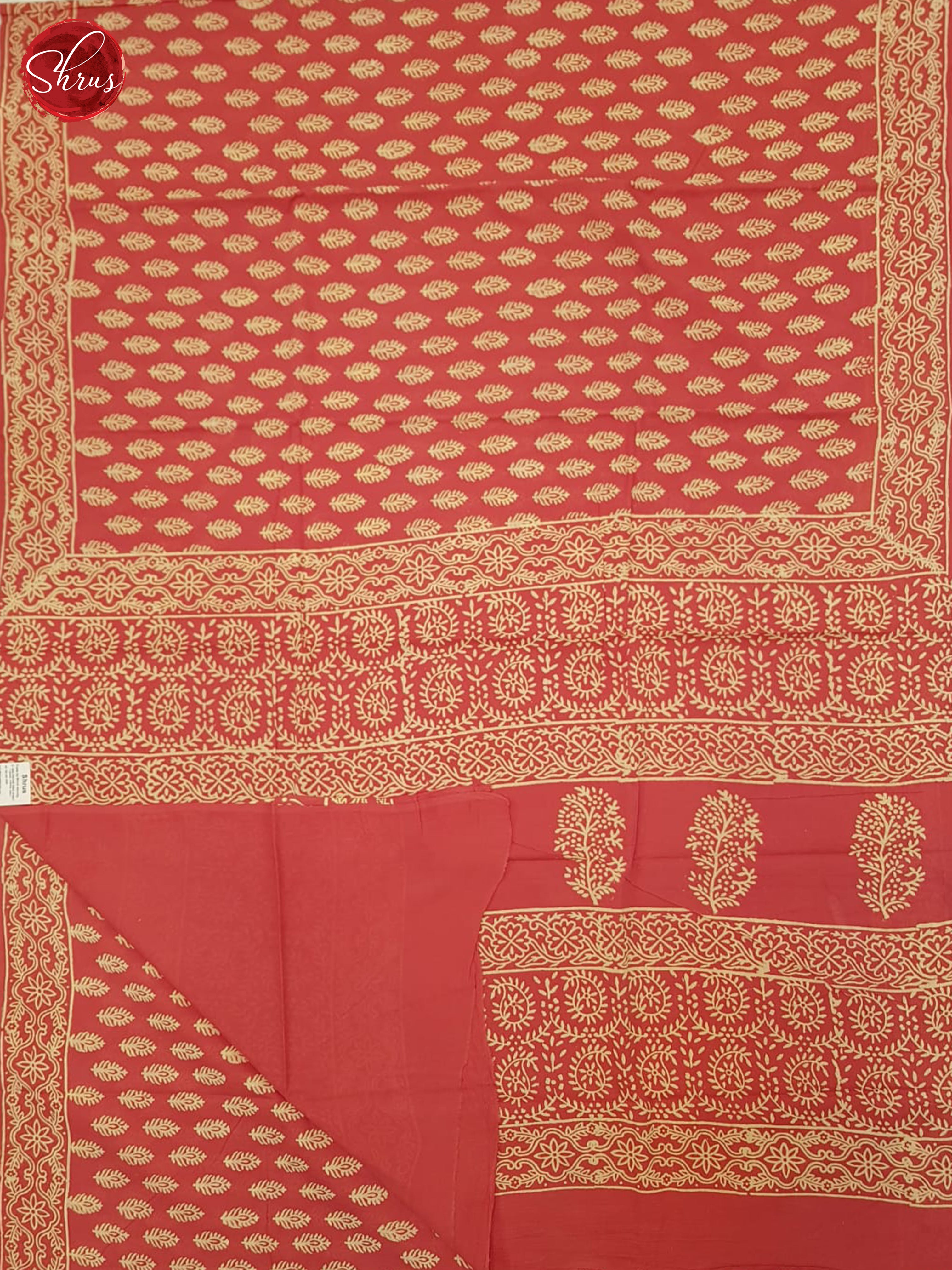 Orange(Single Tone) - Jaipur cotton Saree - Shop on ShrusEternity.com