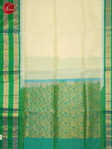 Cream & Teal Green - Silk Cotton Saree - Shop on ShrusEternity.com