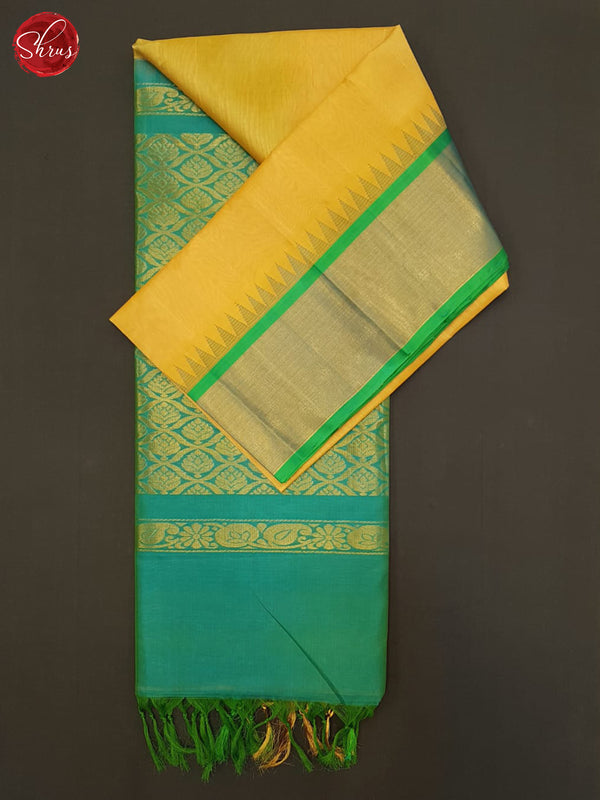 Lime Yellow & Green- Silk Cotton Saree - Shop on ShrusEternity.com