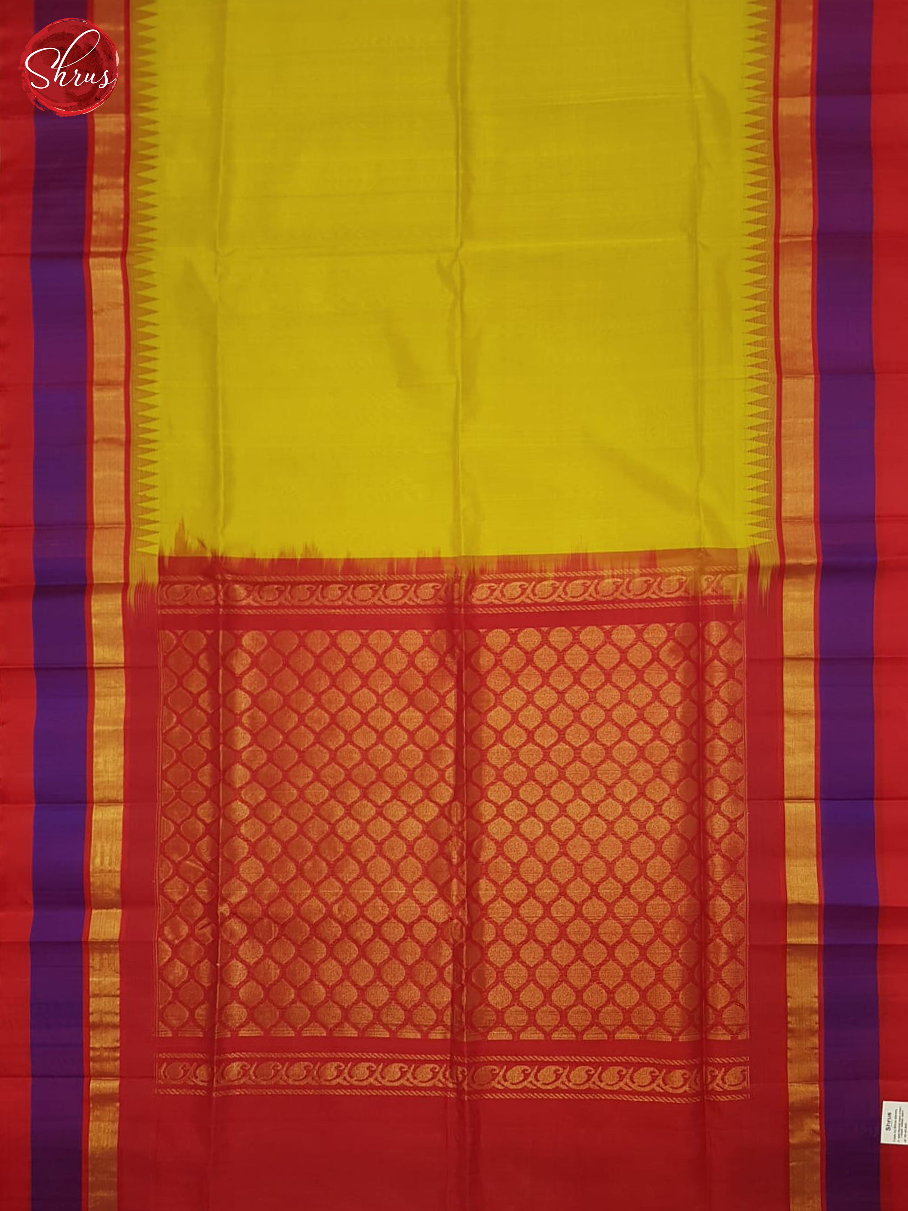 Lime Green & Red- Silk Cotton Saree - Shop on ShrusEternity.com