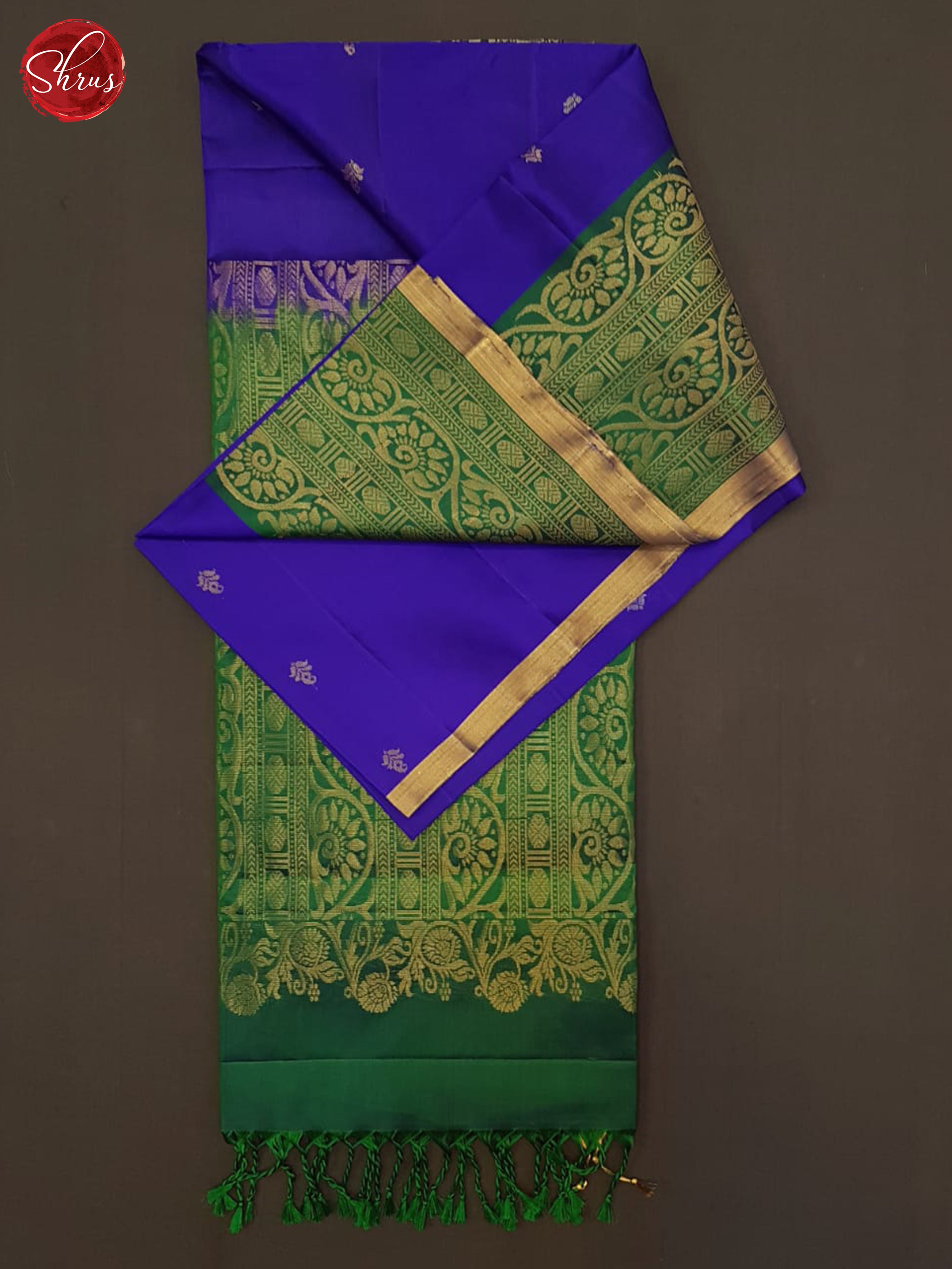 Purple &  Green- Soft Silk Halfpure Saree - Shop on ShrusEternity.com