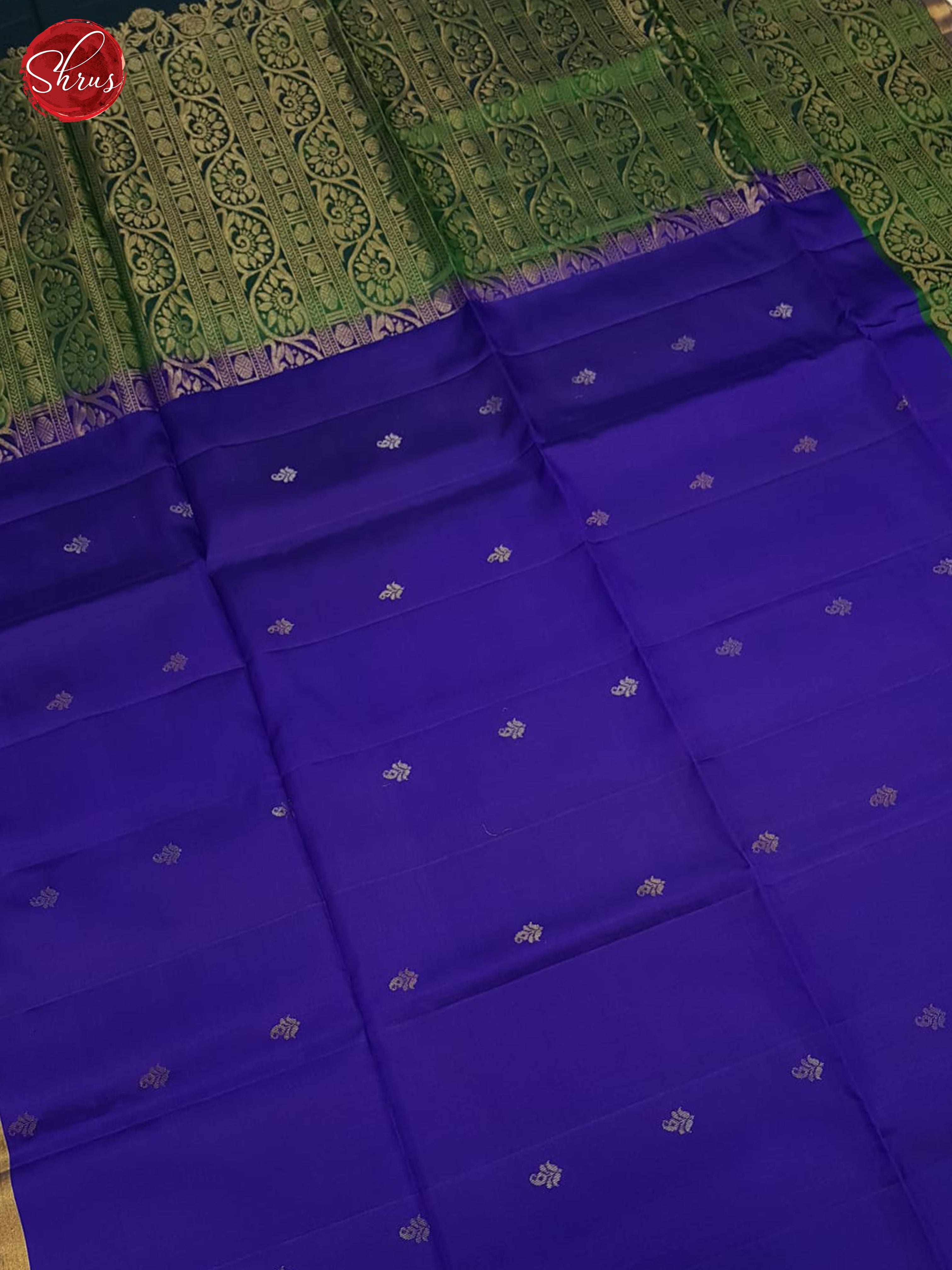 Purple &  Green- Soft Silk Halfpure Saree - Shop on ShrusEternity.com