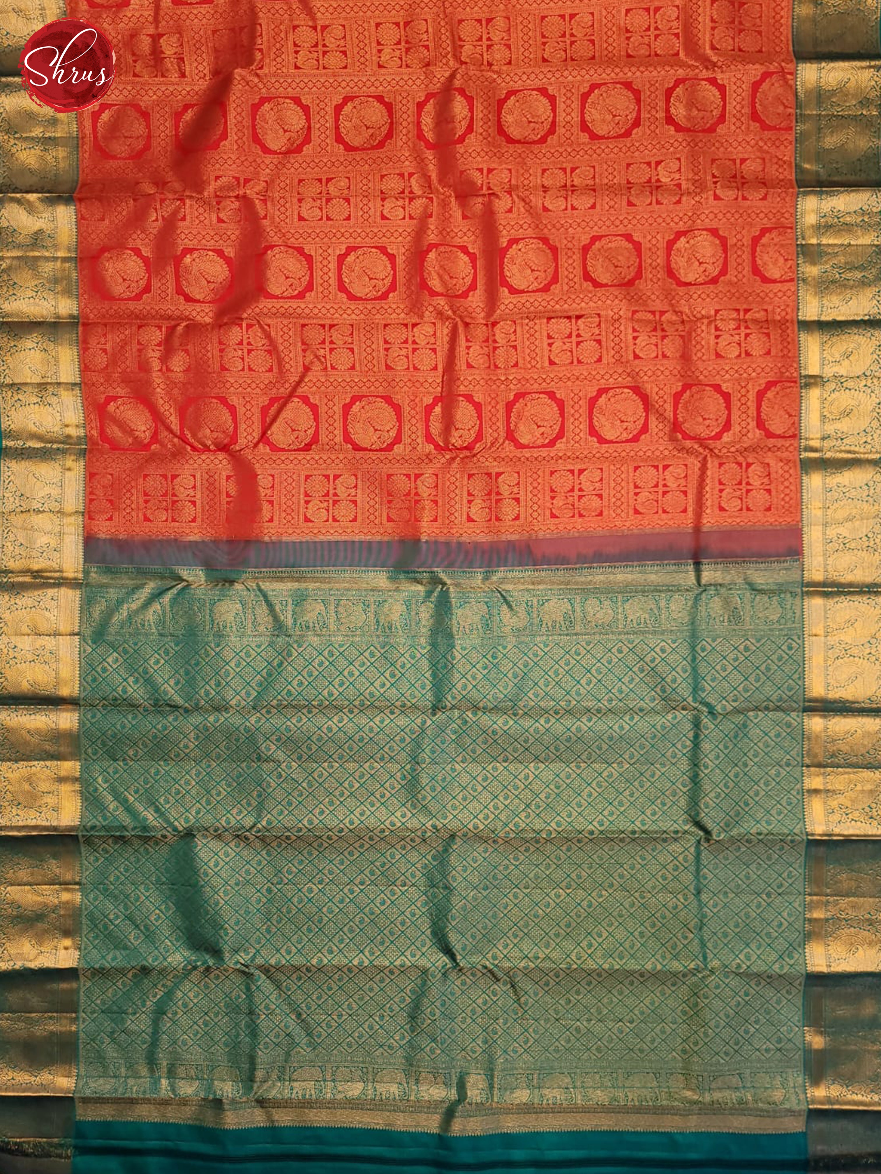 Red & Green- Kanchipuram silk Saree - Shop on ShrusEternity.com