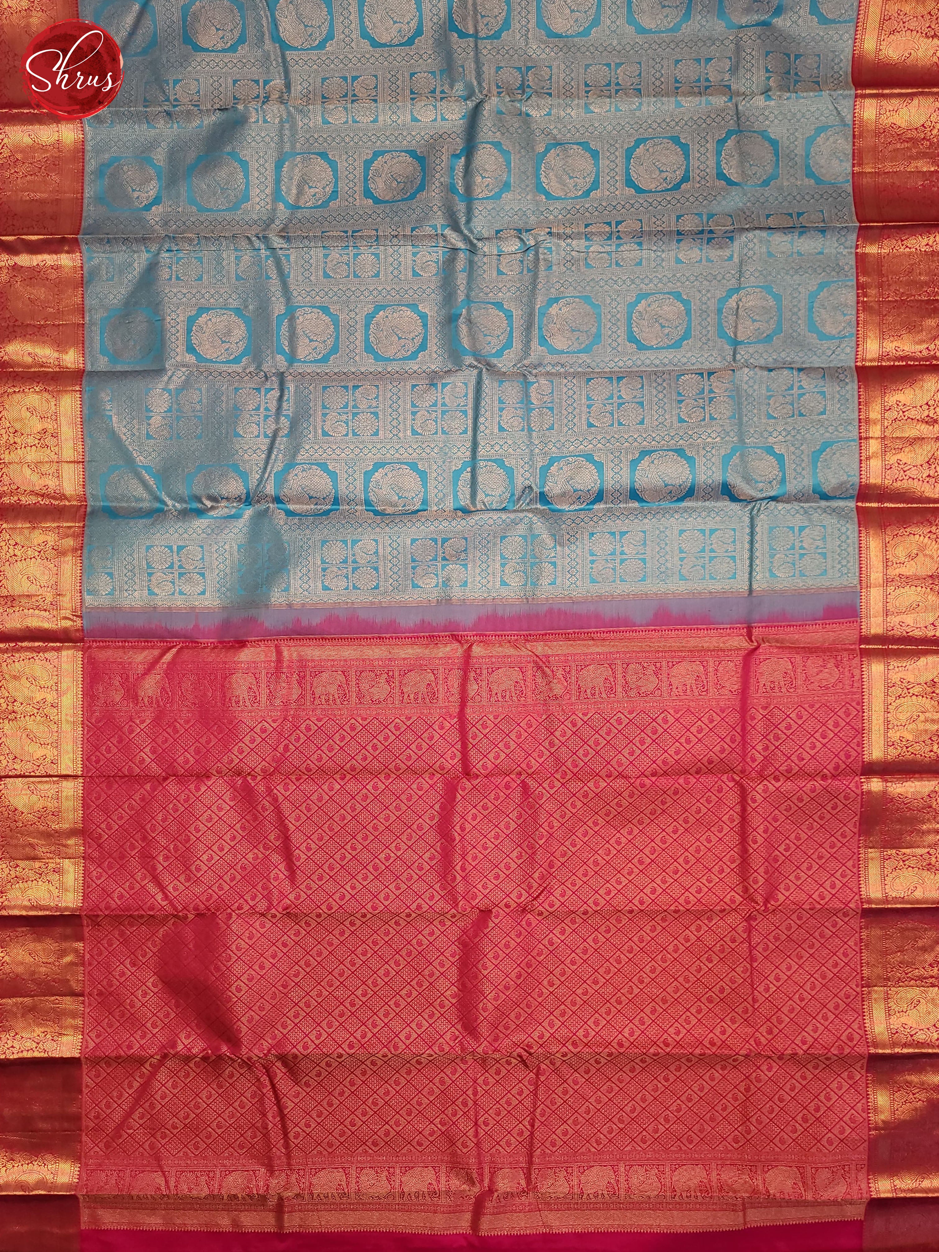 Blue and pink-Kanchipuram Silk Saree - Shop on ShrusEternity.com