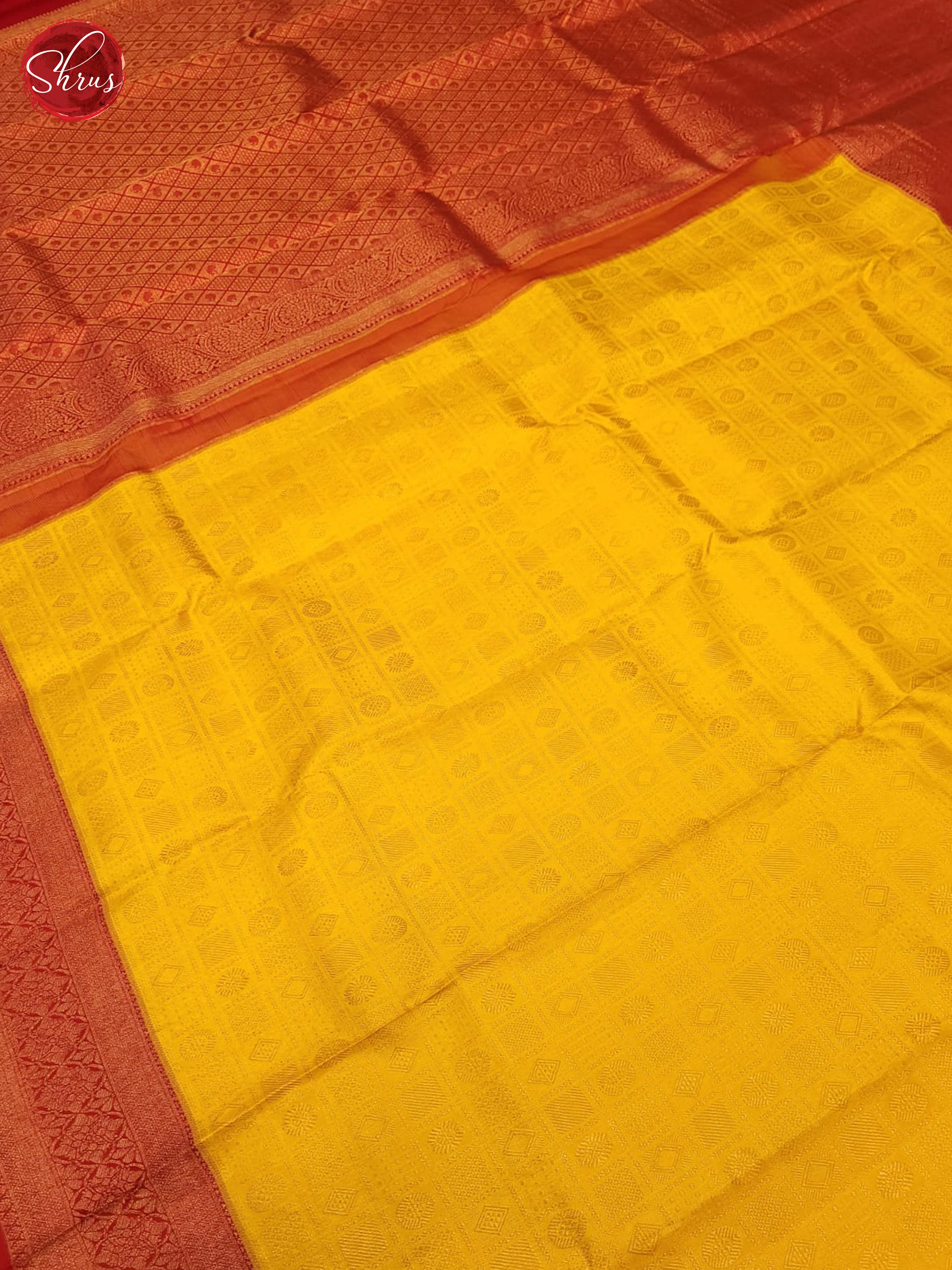 Yellow & Red - Kanchipuram silk Saree - Shop on ShrusEternity.com